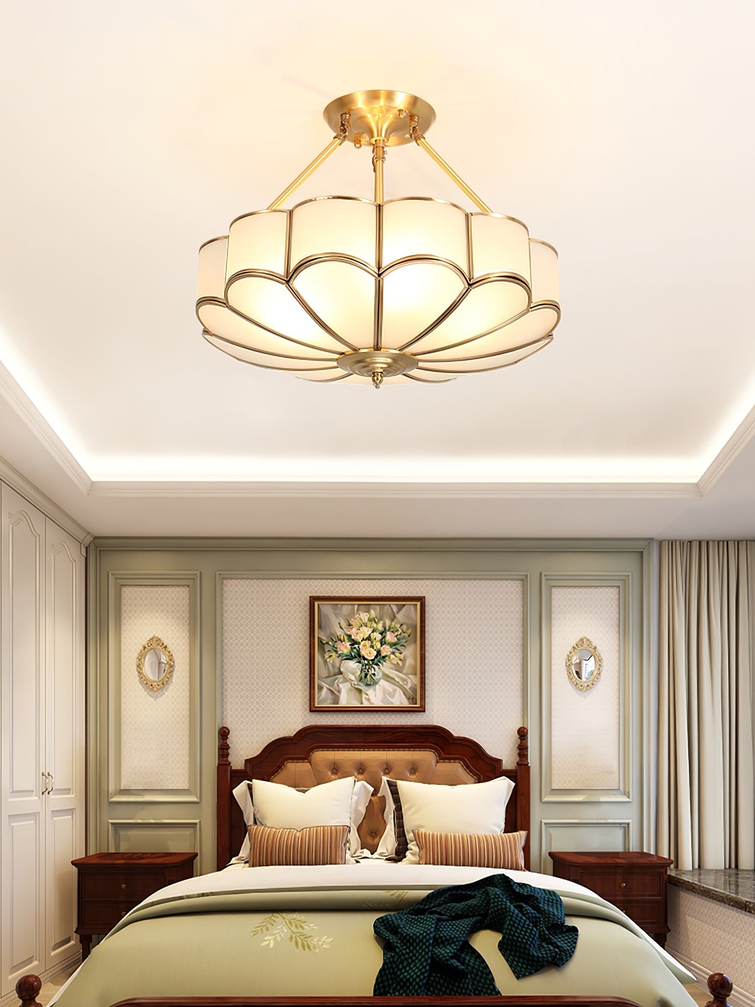 Levenor Ceiling Light Frosted Glass Petal Brass Art-Neutral Decor