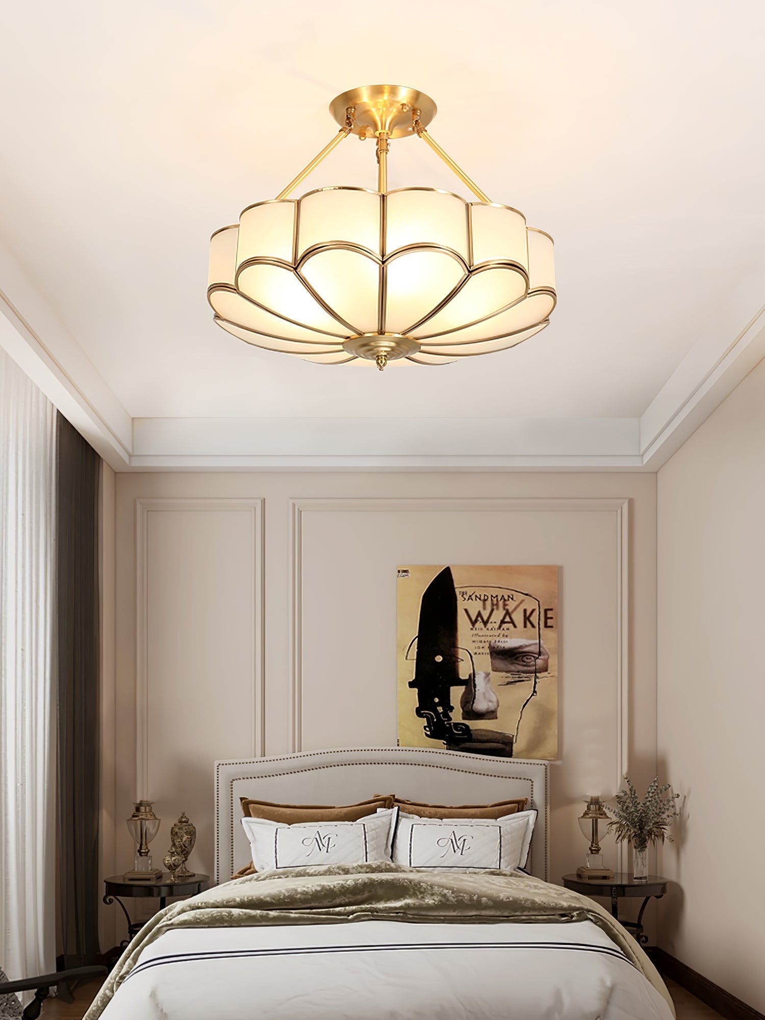 Levenor Ceiling Light Frosted Glass Petal Brass Art-Neutral Decor
