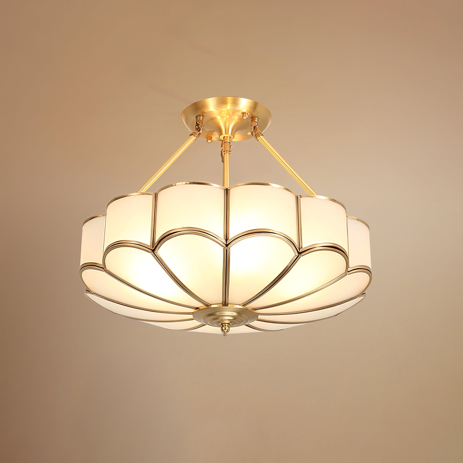 Levenor Ceiling Light Frosted Glass Petal Brass Art-Neutral Decor