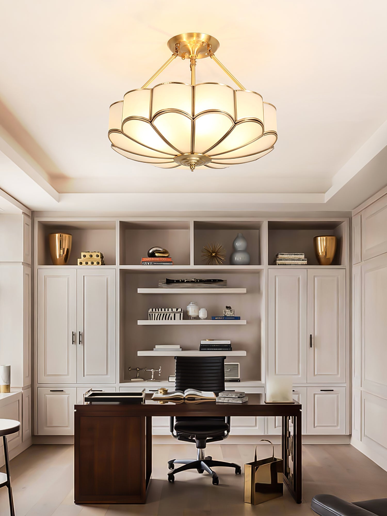 Levenor Ceiling Light Frosted Glass Petal Brass Art-Neutral Decor