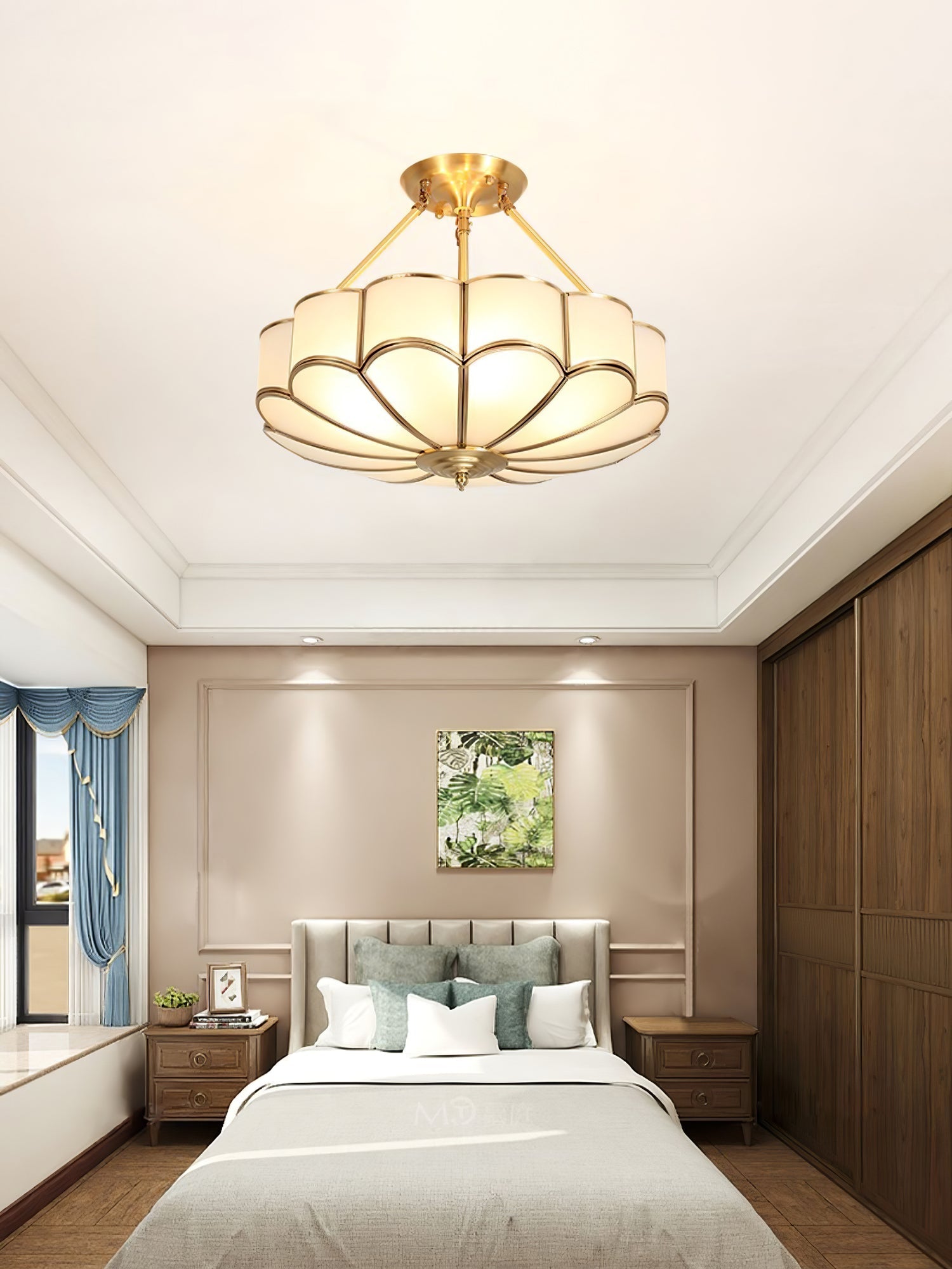 Levenor Ceiling Light Frosted Glass Petal Brass Art-Neutral Decor