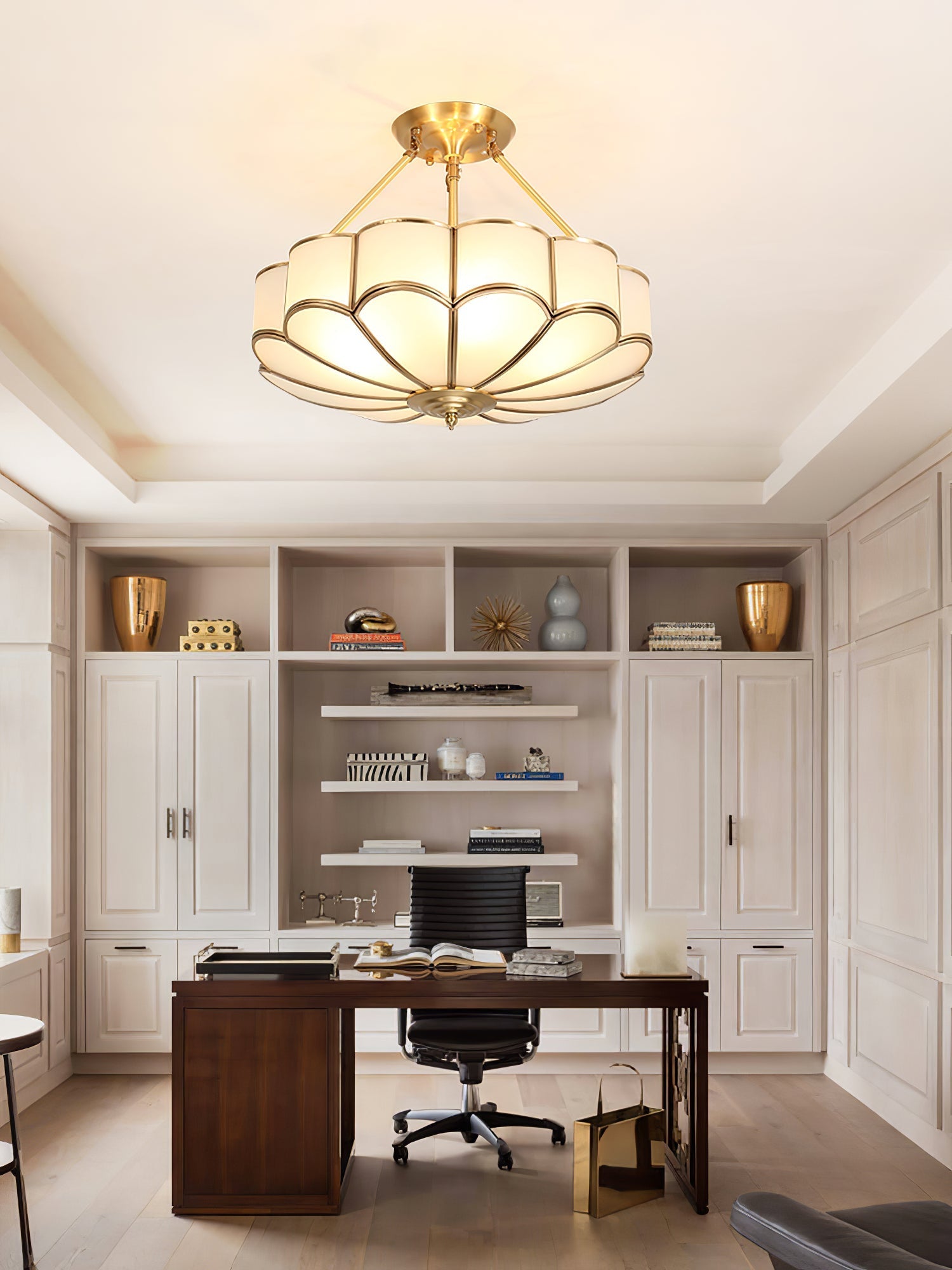 Levenor Ceiling Light Frosted Glass Petal Brass Art-Neutral Decor