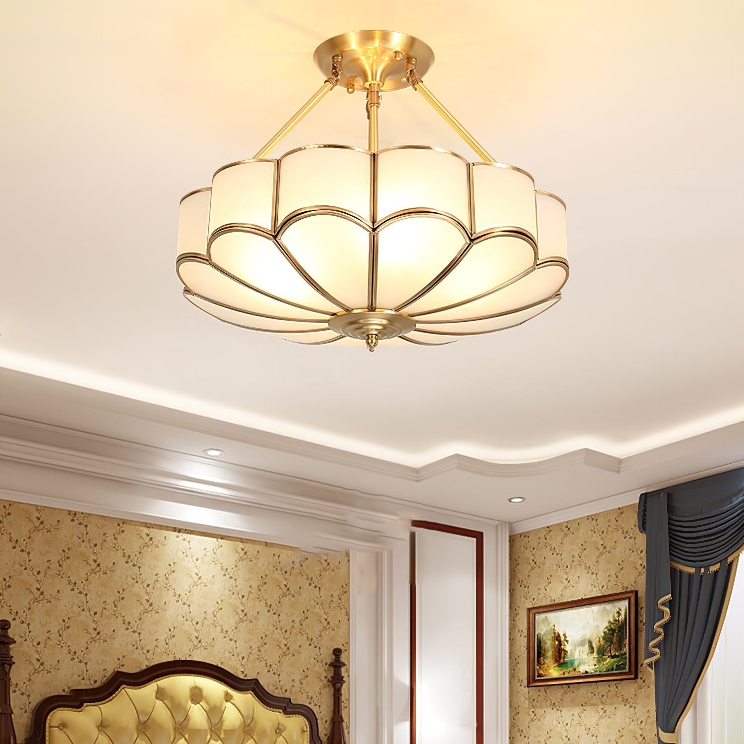 Levenor Ceiling Light Frosted Glass Petal Brass Art-Neutral Decor