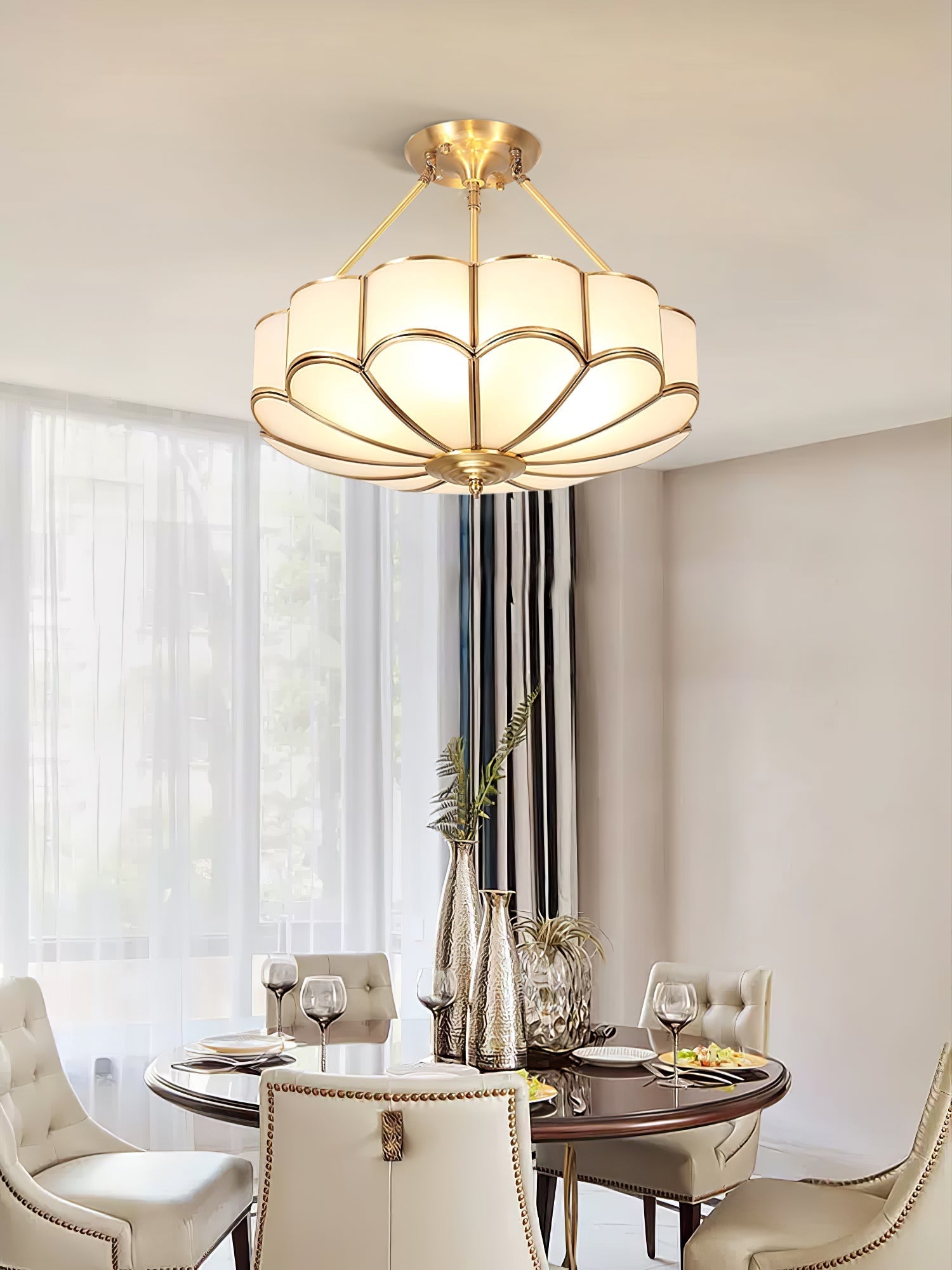 Levenor Ceiling Light Frosted Glass Petal Brass Art-Neutral Decor