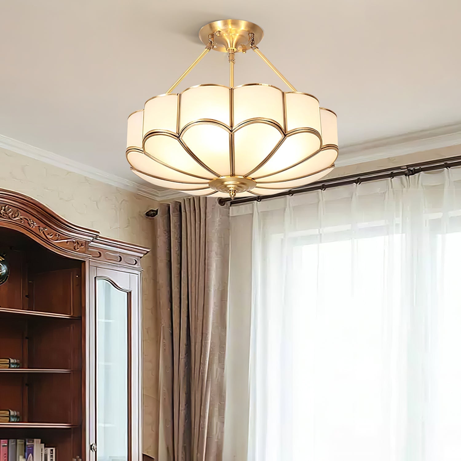 Levenor Ceiling Light Frosted Glass Petal Brass Art-Neutral Decor
