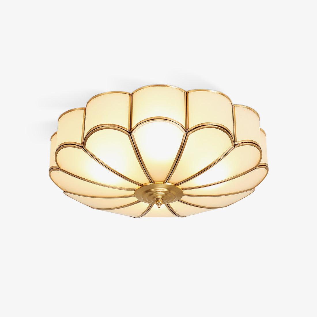 Lustra Ceiling Light Flower Shape Glass Brass-Neutral Decor