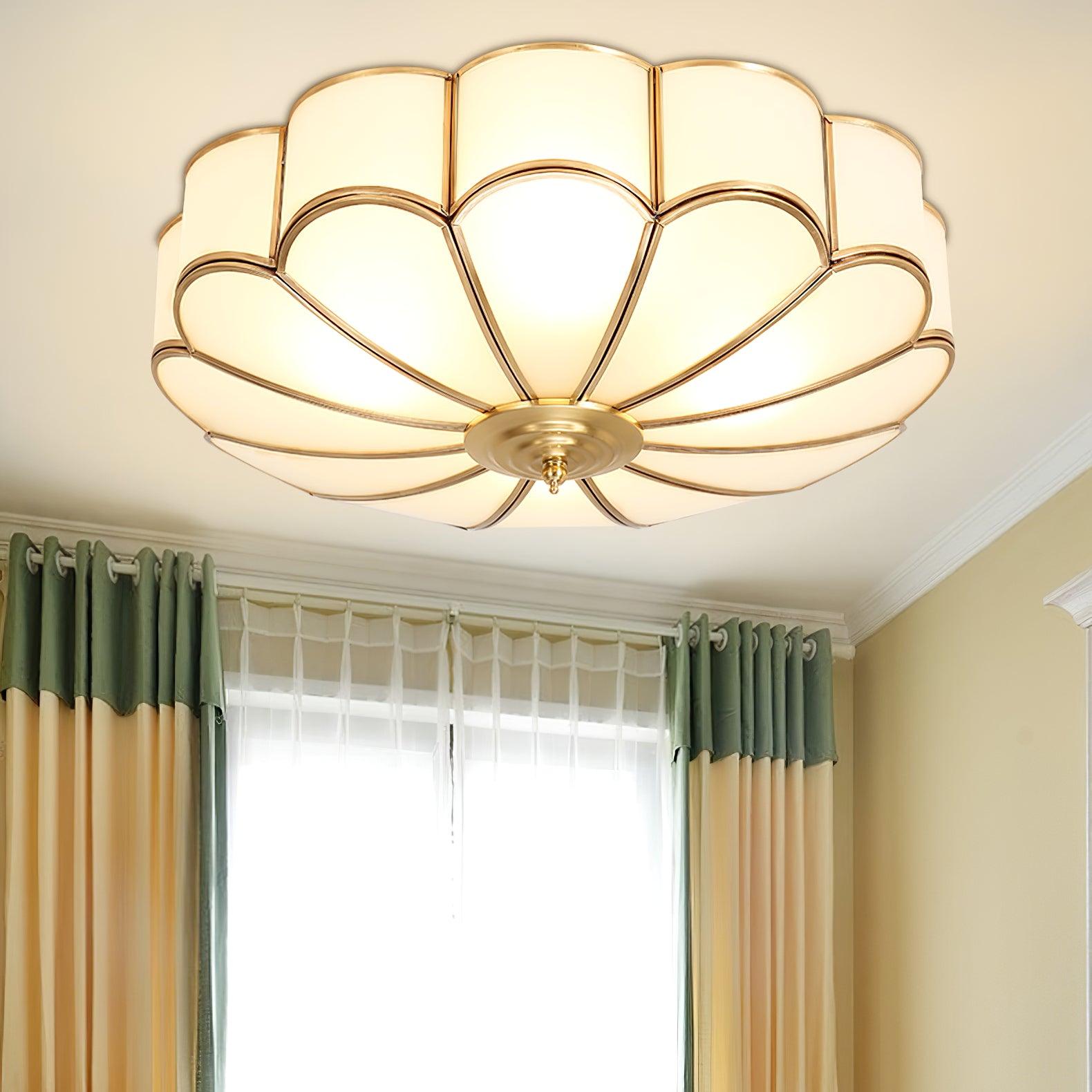 Lustra Ceiling Light Flower Shape Glass Brass-Neutral Decor