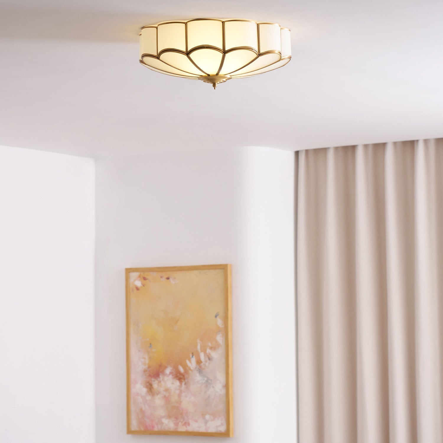Lustra Ceiling Light Flower Shape Glass Brass-Neutral Decor