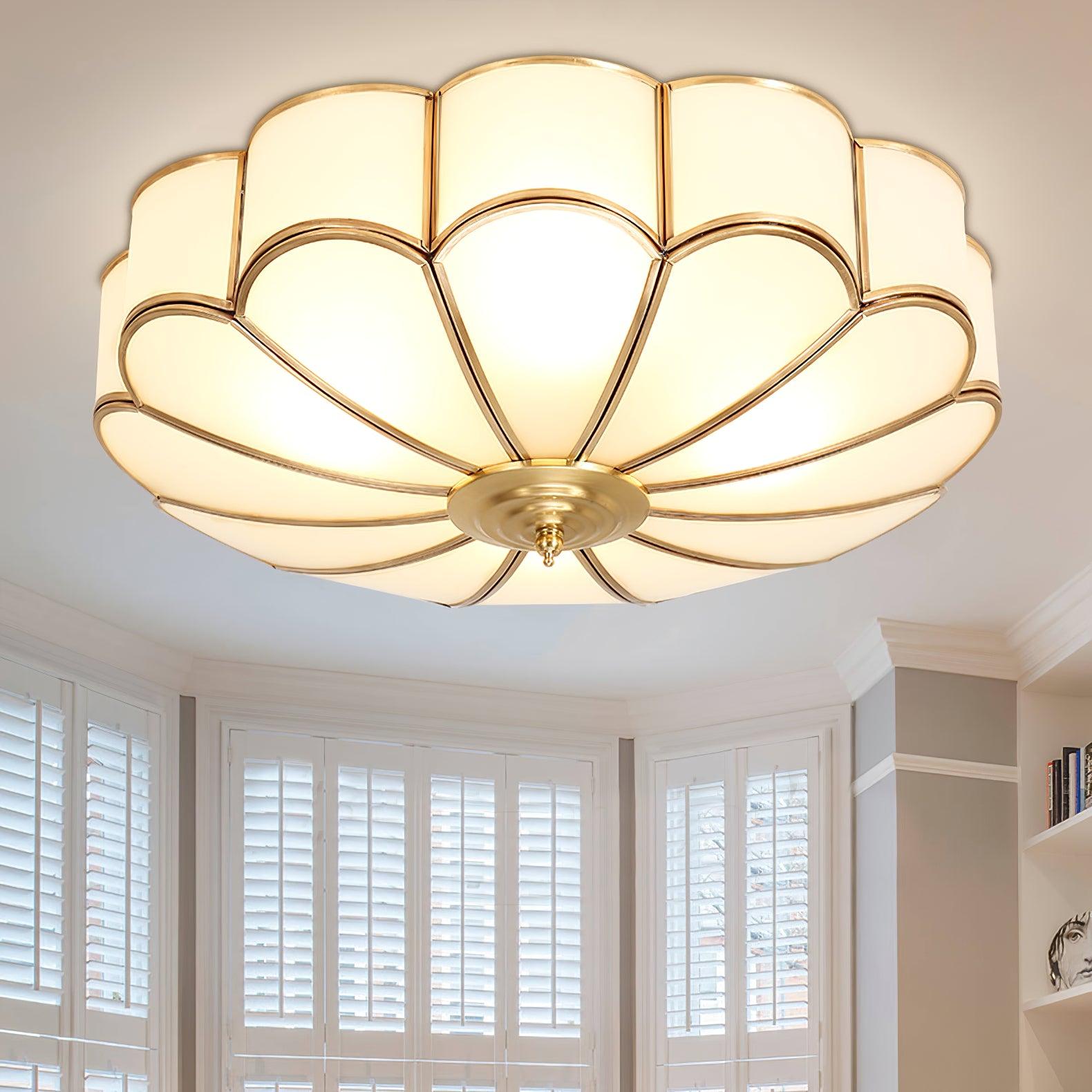 Lustra Ceiling Light Flower Shape Glass Brass-Neutral Decor