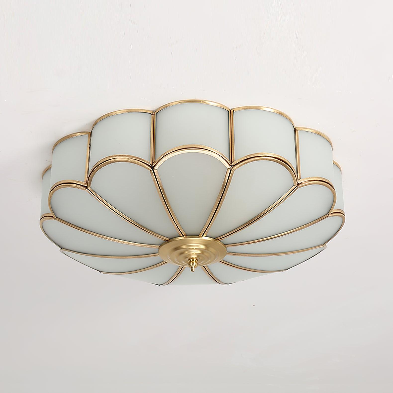 Lustra Ceiling Light Flower Shape Glass Brass-Neutral Decor