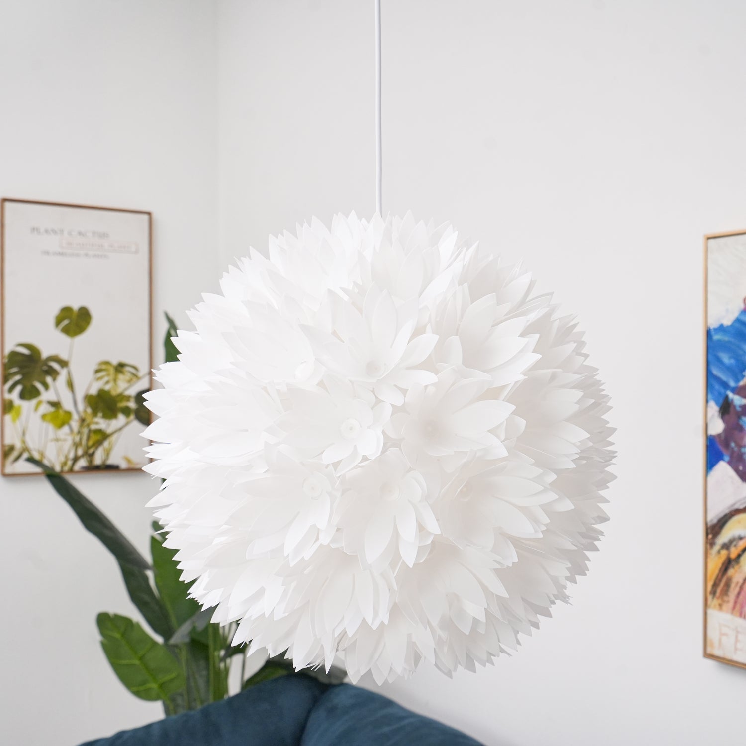 Qrathen Nordic Art Flowers Ball Pendant Light-Neutral Decor