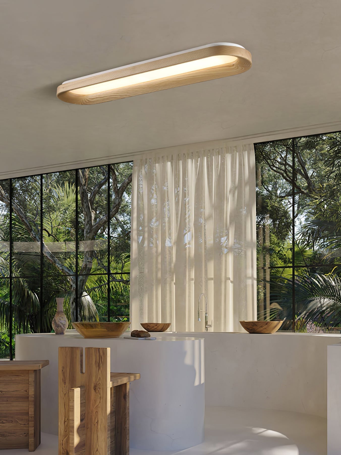 Zatalel Modern Minimalist Flowing Cloud Wood Ceiling Lamp-Neutral Decor