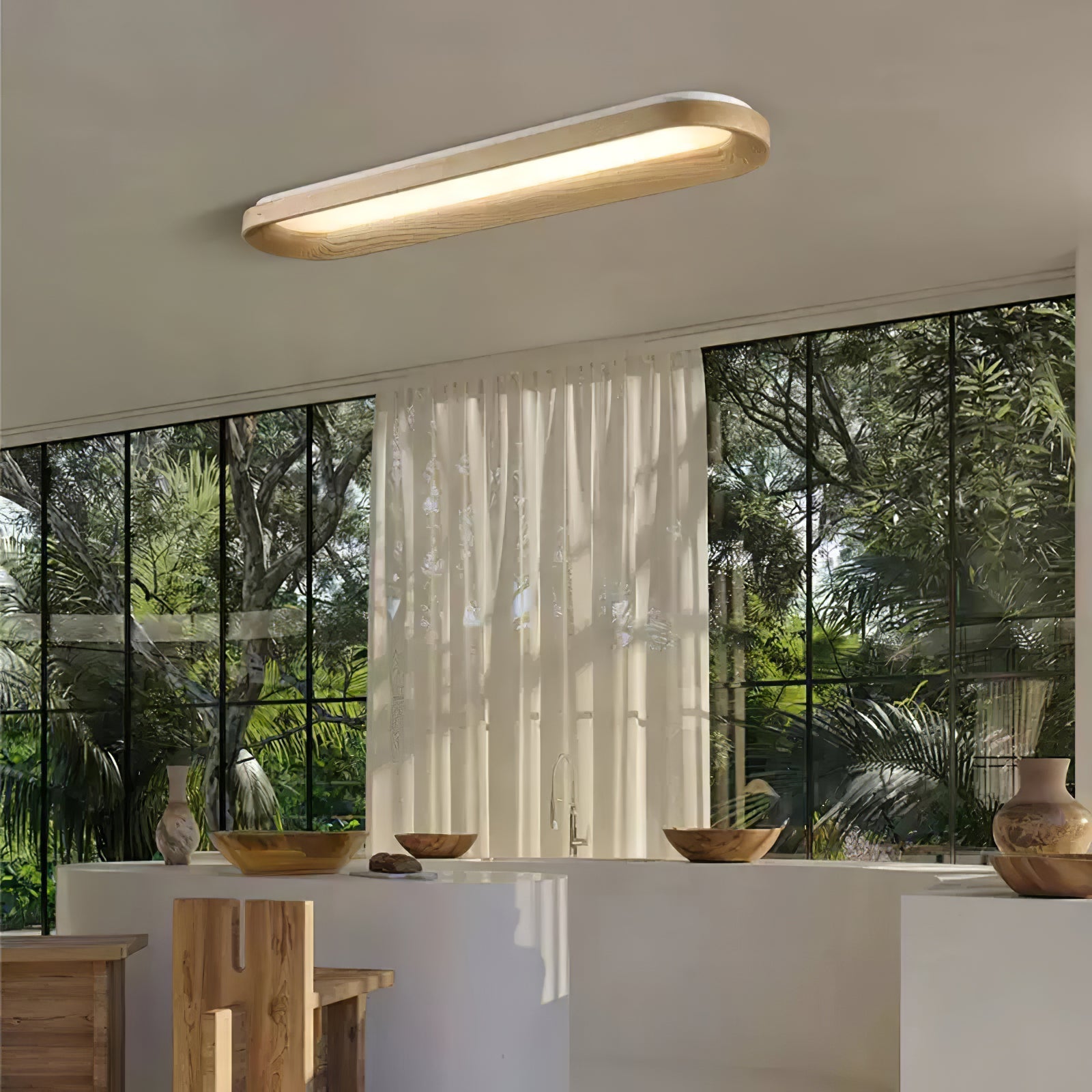Zatalel Modern Minimalist Flowing Cloud Wood Ceiling Lamp-Neutral Decor