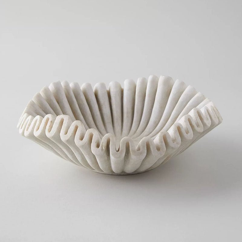 Flute Fold Stone Vessel Storage Tray-Neutral Decor