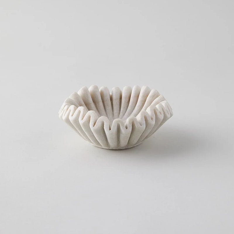 Flute Fold Stone Vessel Storage Tray-Neutral Decor