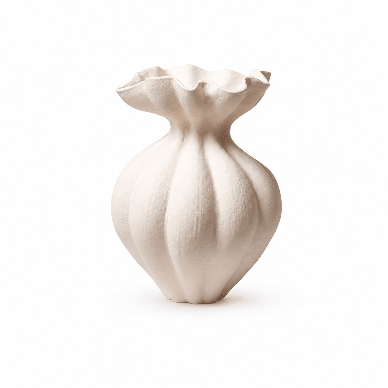 Fluted Bloom Ceramic Vase-Neutral Decor
