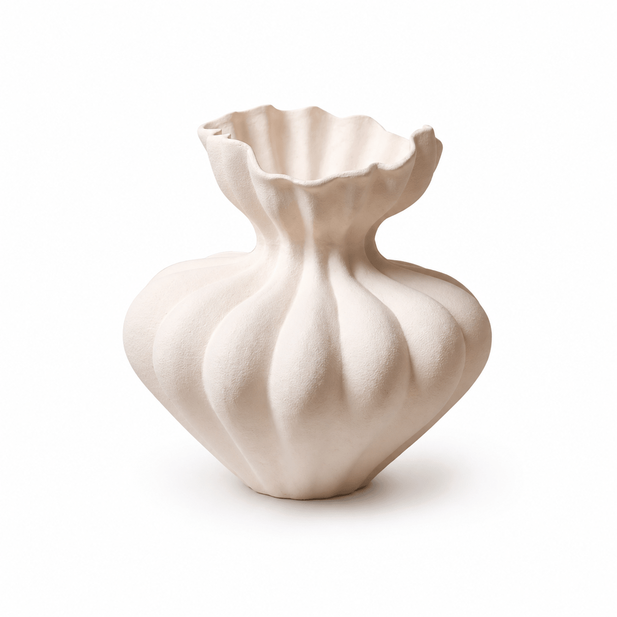Fluted Bloom Ceramic Vase-Neutral Decor