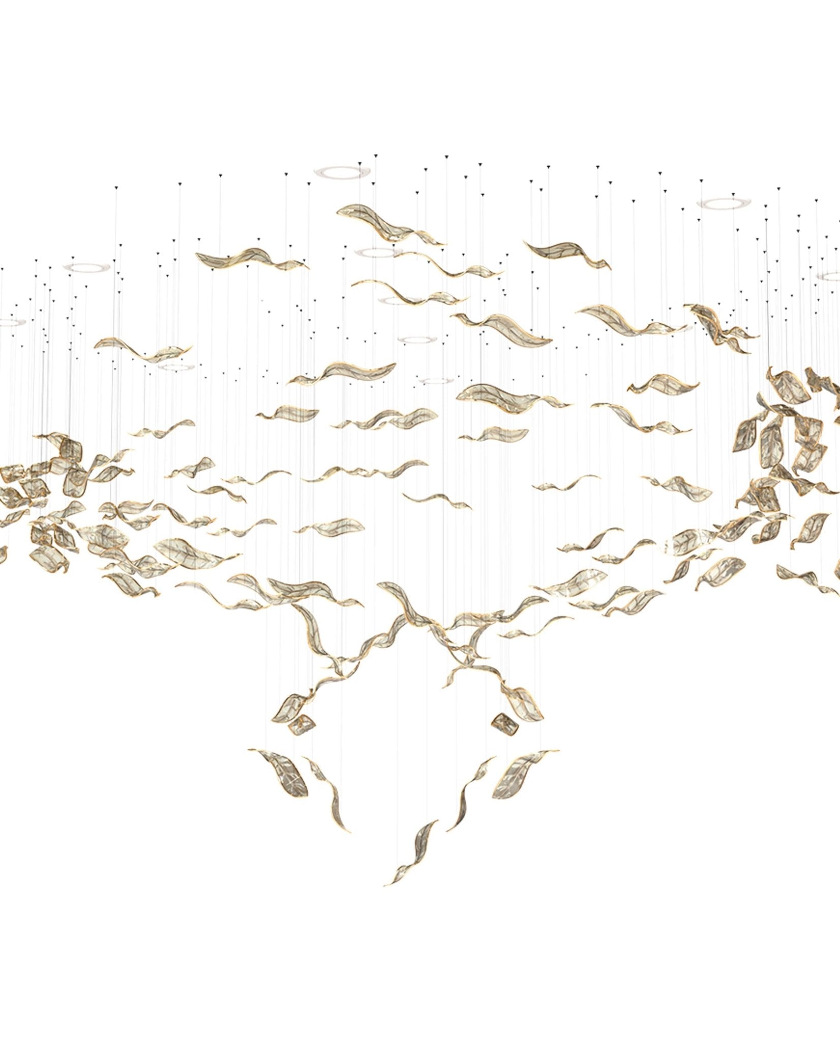 Lustra Chandelier Cascading Leaf Luxe-Neutral Decor