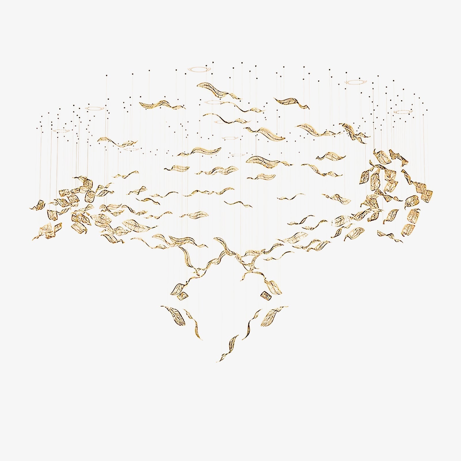 Lustra Chandelier Cascading Leaf Luxe-Neutral Decor