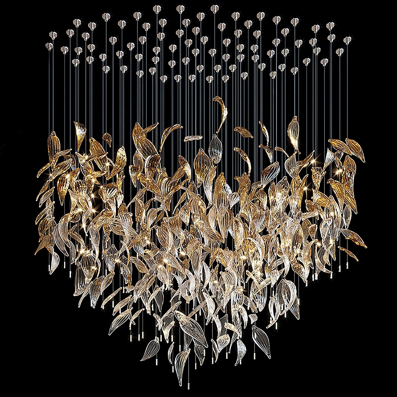 Lustra Chandelier Cascading Leaf Luxe-Neutral Decor