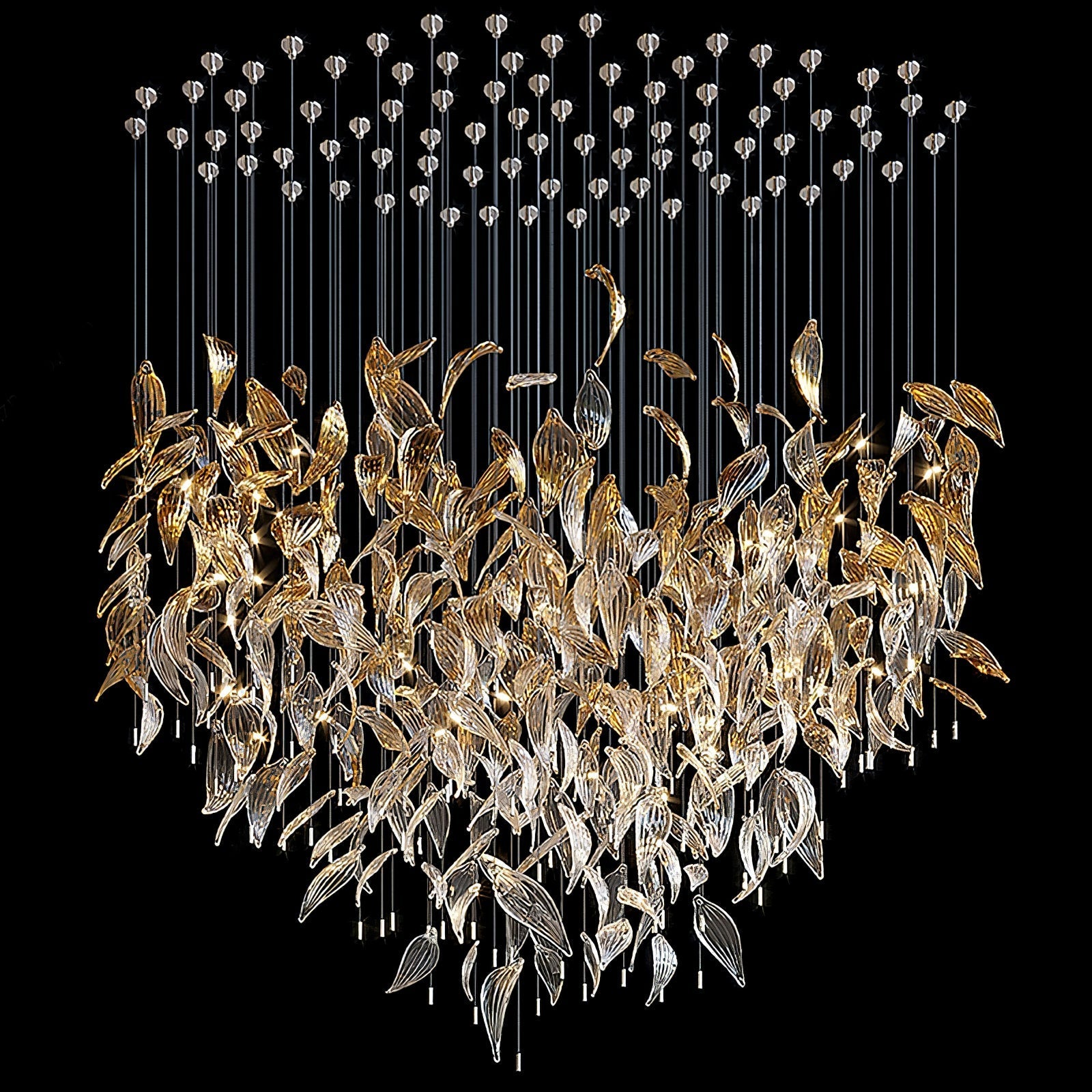 Lustra Chandelier Cascading Leaf Luxe-Neutral Decor