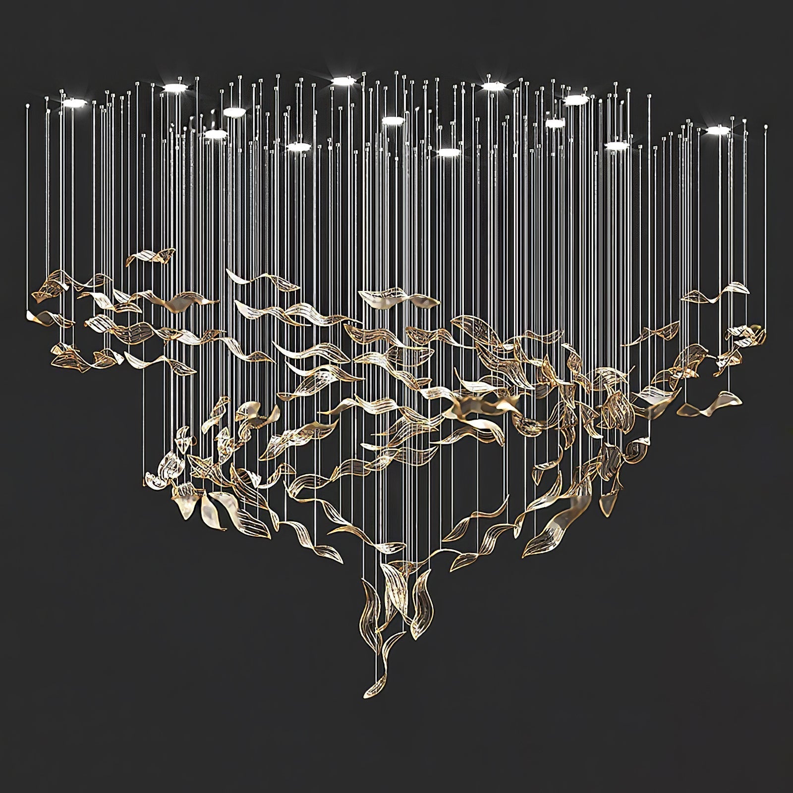 Lustra Chandelier Cascading Leaf Luxe-Neutral Decor