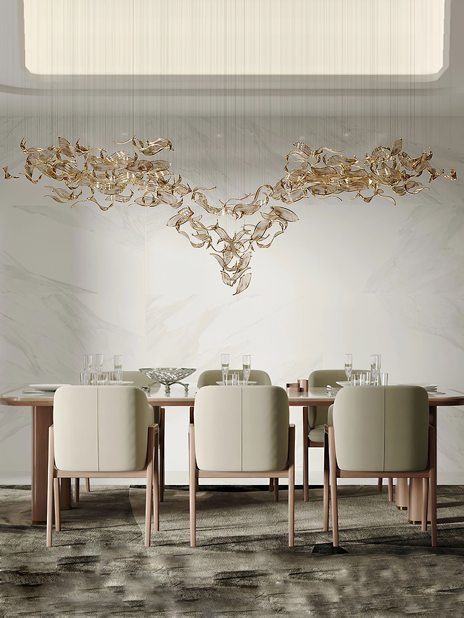 Lustra Chandelier Cascading Leaf Luxe-Neutral Decor