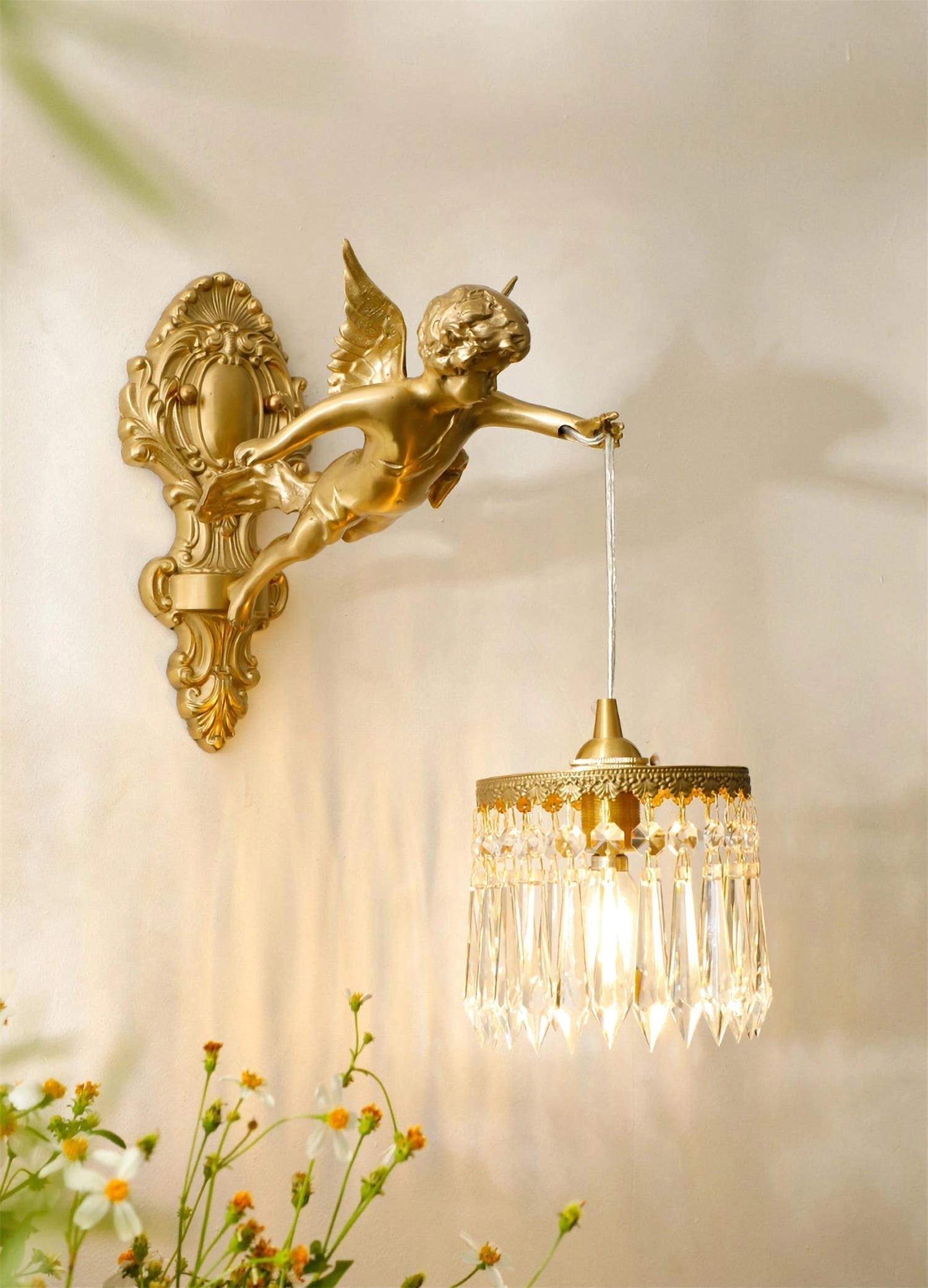 Bex Flying Angel Glass Wall Light-Neutral Decor