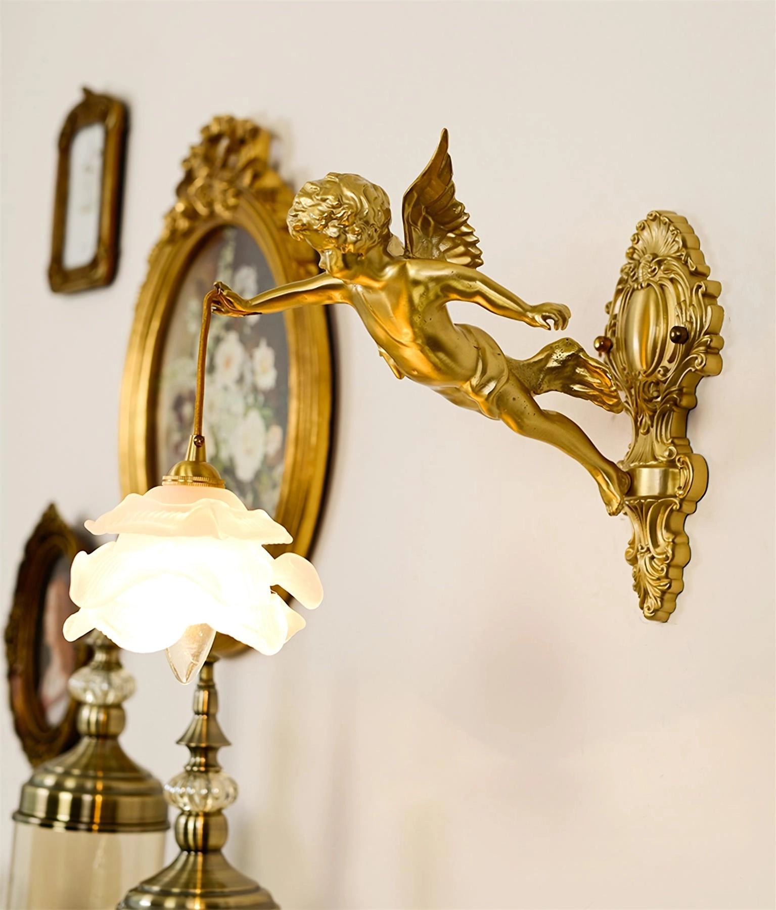 Bex Flying Angel Glass Wall Light-Neutral Decor