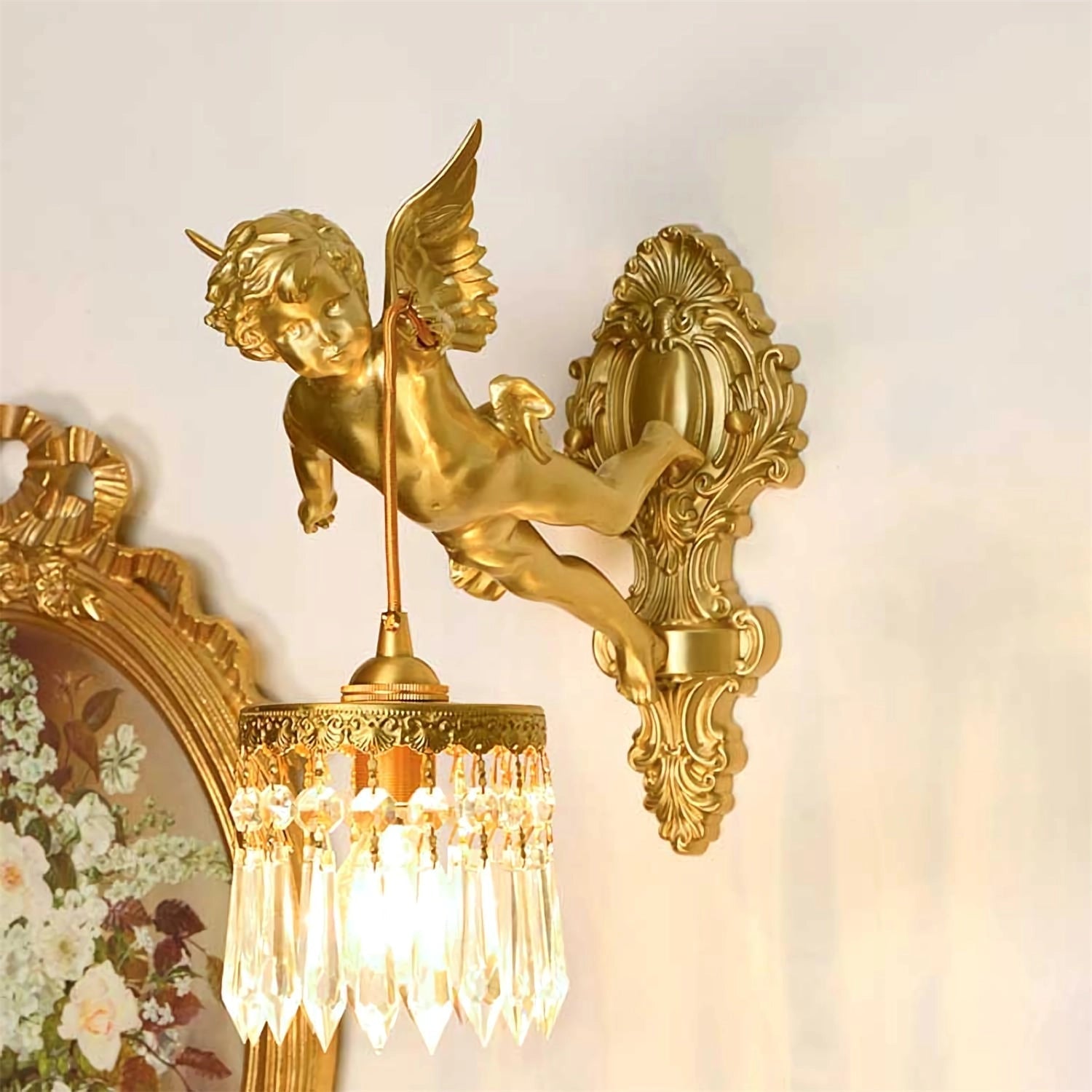 Bex Flying Angel Glass Wall Light-Neutral Decor