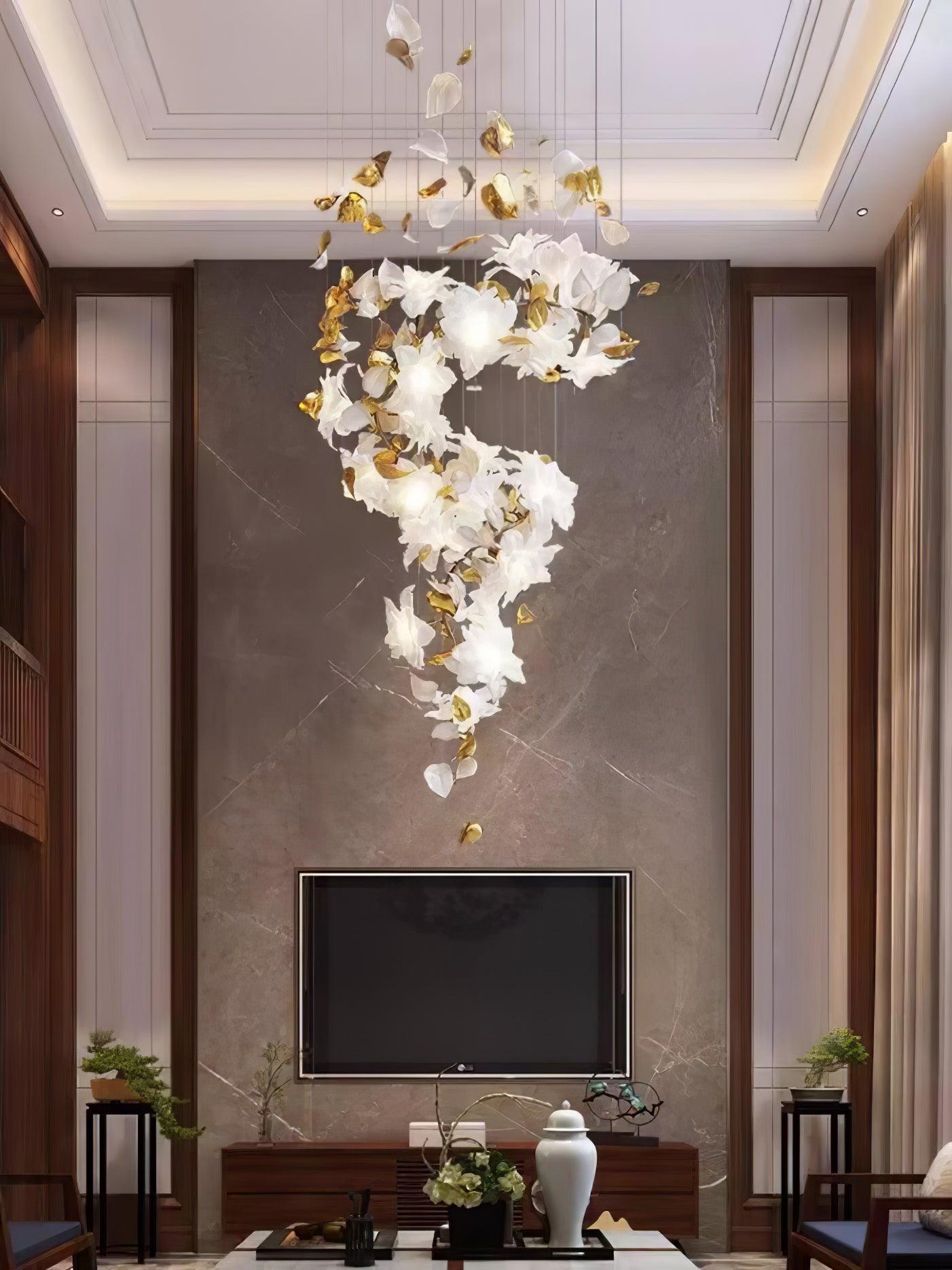 Araeos Flying Flowers Fluttering Brass Chandelier-Neutral Decor