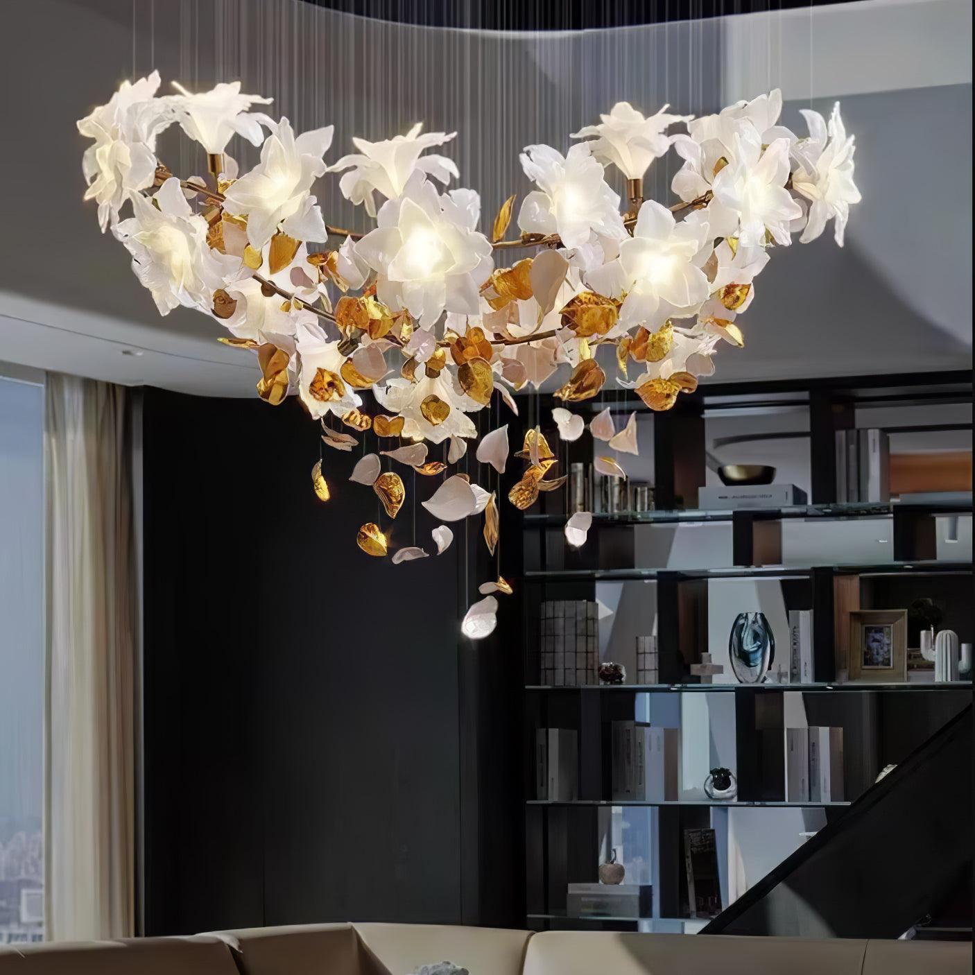 Araeos Flying Flowers Fluttering Brass Chandelier-Neutral Decor
