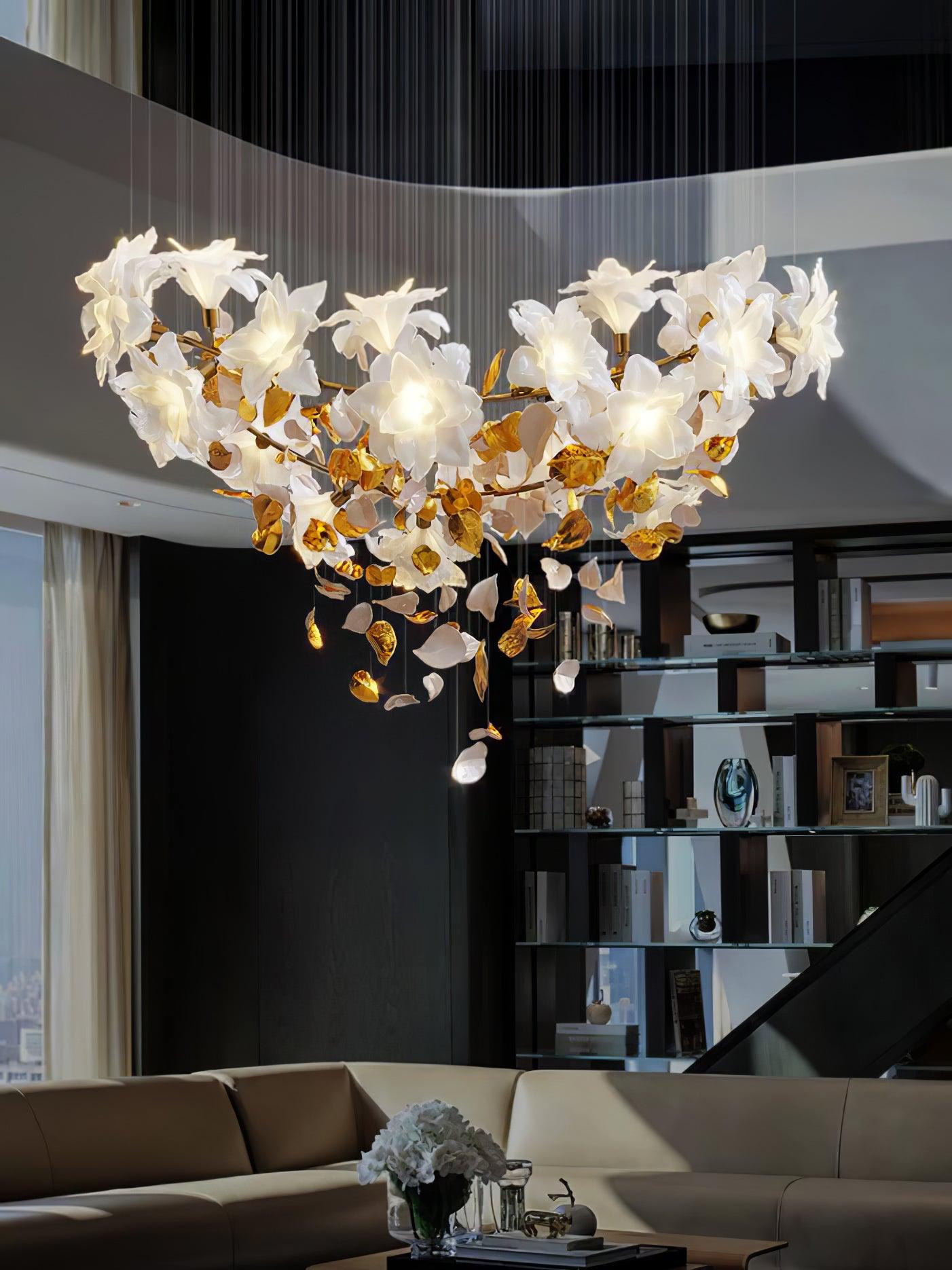 Araeos Flying Flowers Fluttering Brass Chandelier-Neutral Decor