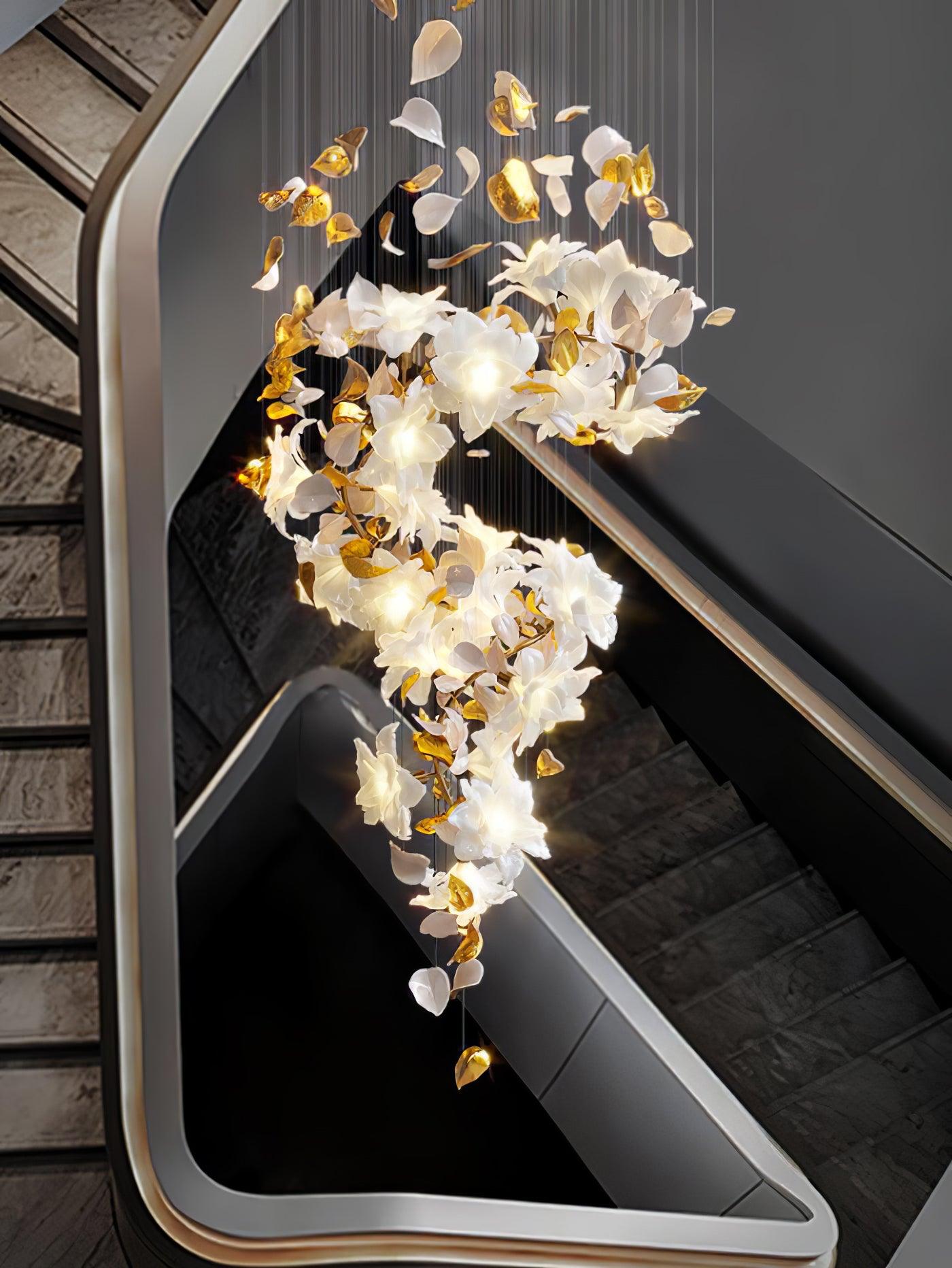 Araeos Flying Flowers Fluttering Brass Chandelier-Neutral Decor