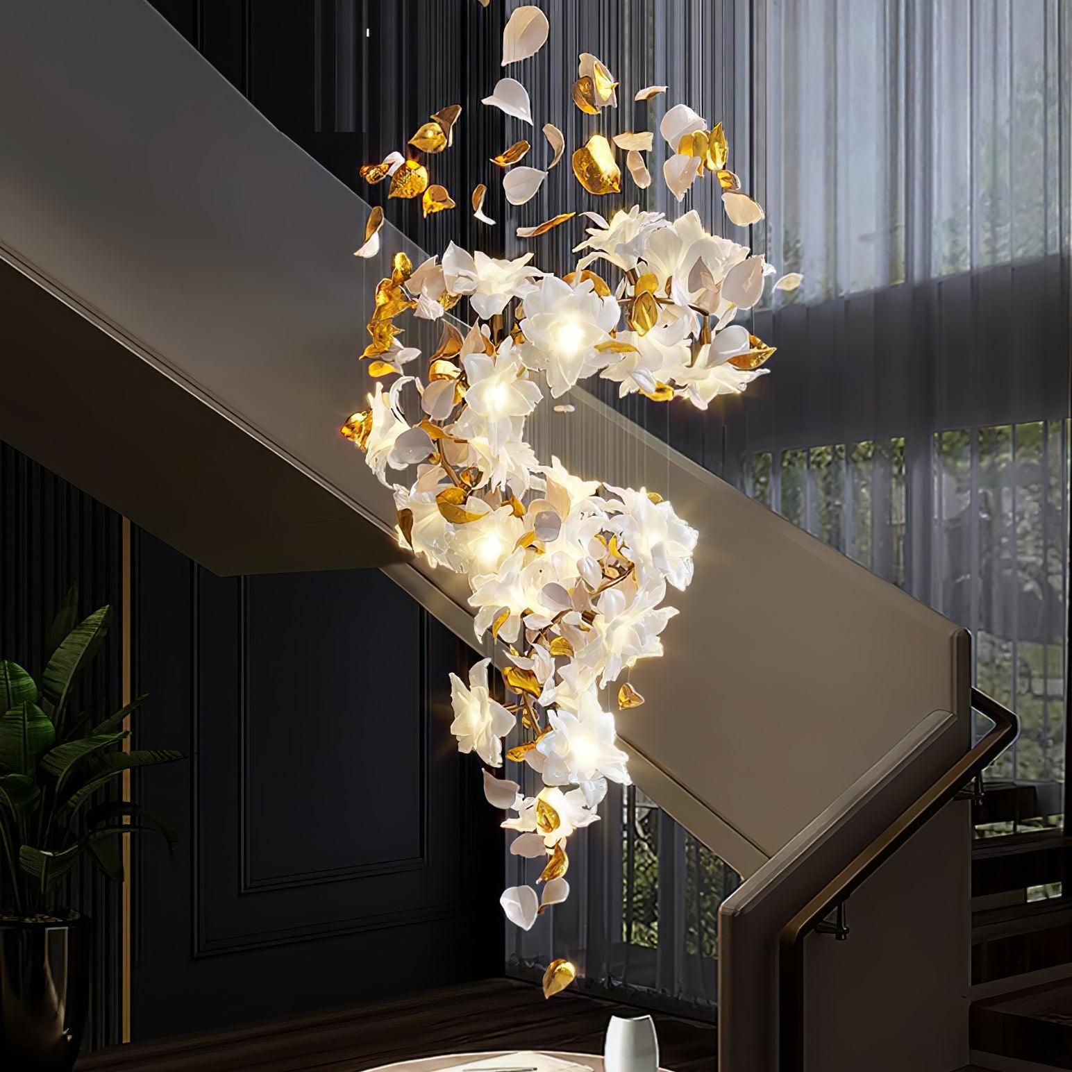 Araeos Flying Flowers Fluttering Brass Chandelier-Neutral Decor