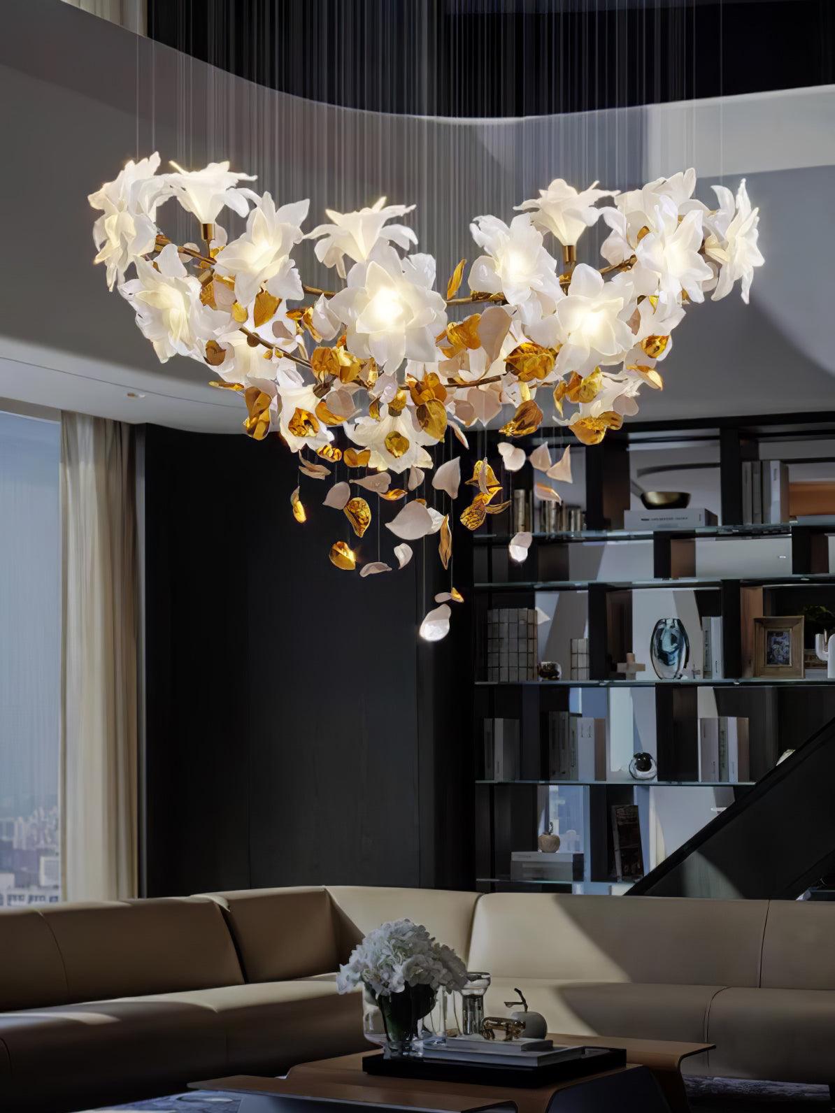 Araeos Flying Flowers Fluttering Brass Chandelier-Neutral Decor