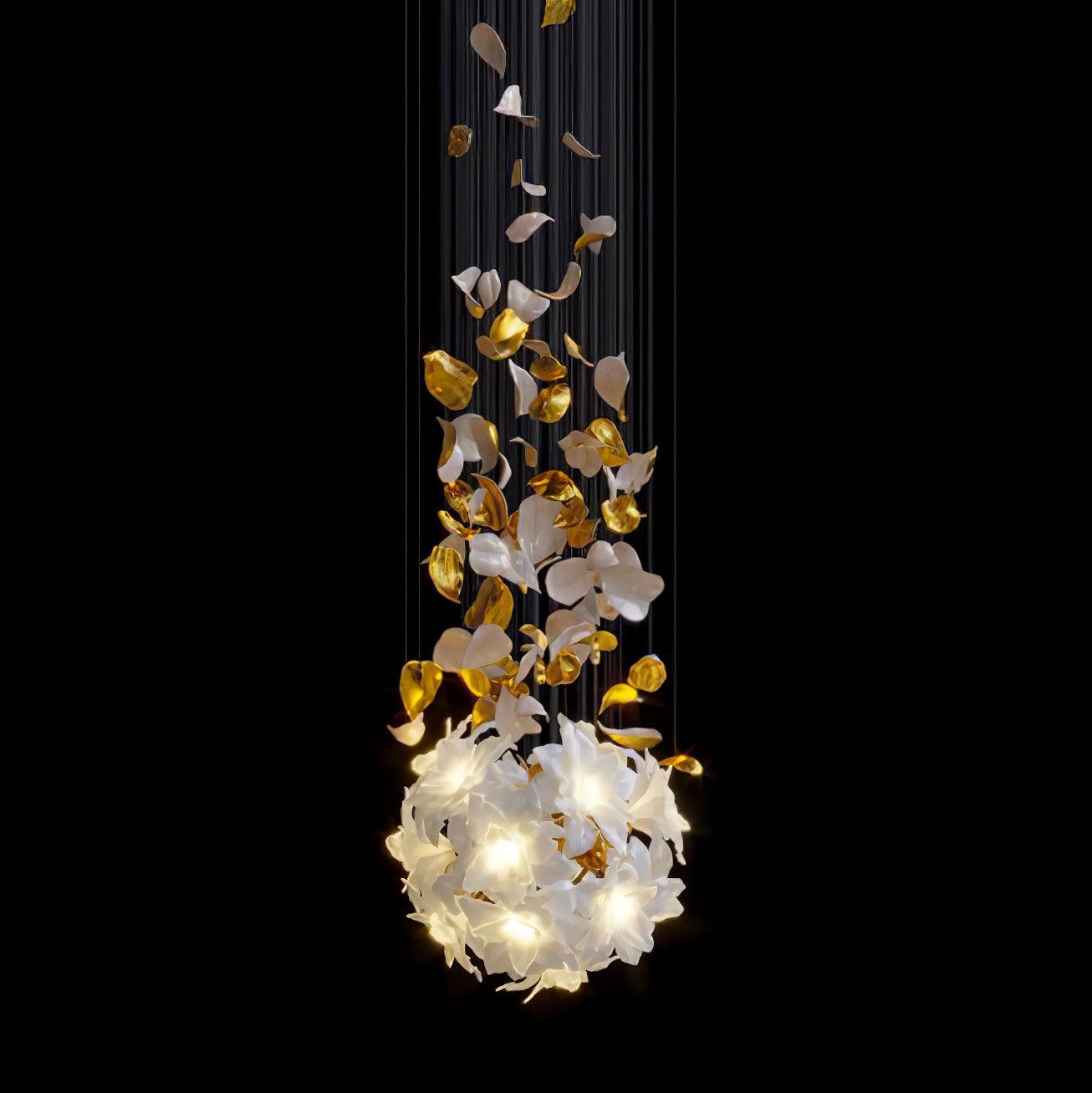 Araeos Flying Flowers Fluttering Brass Chandelier-Neutral Decor