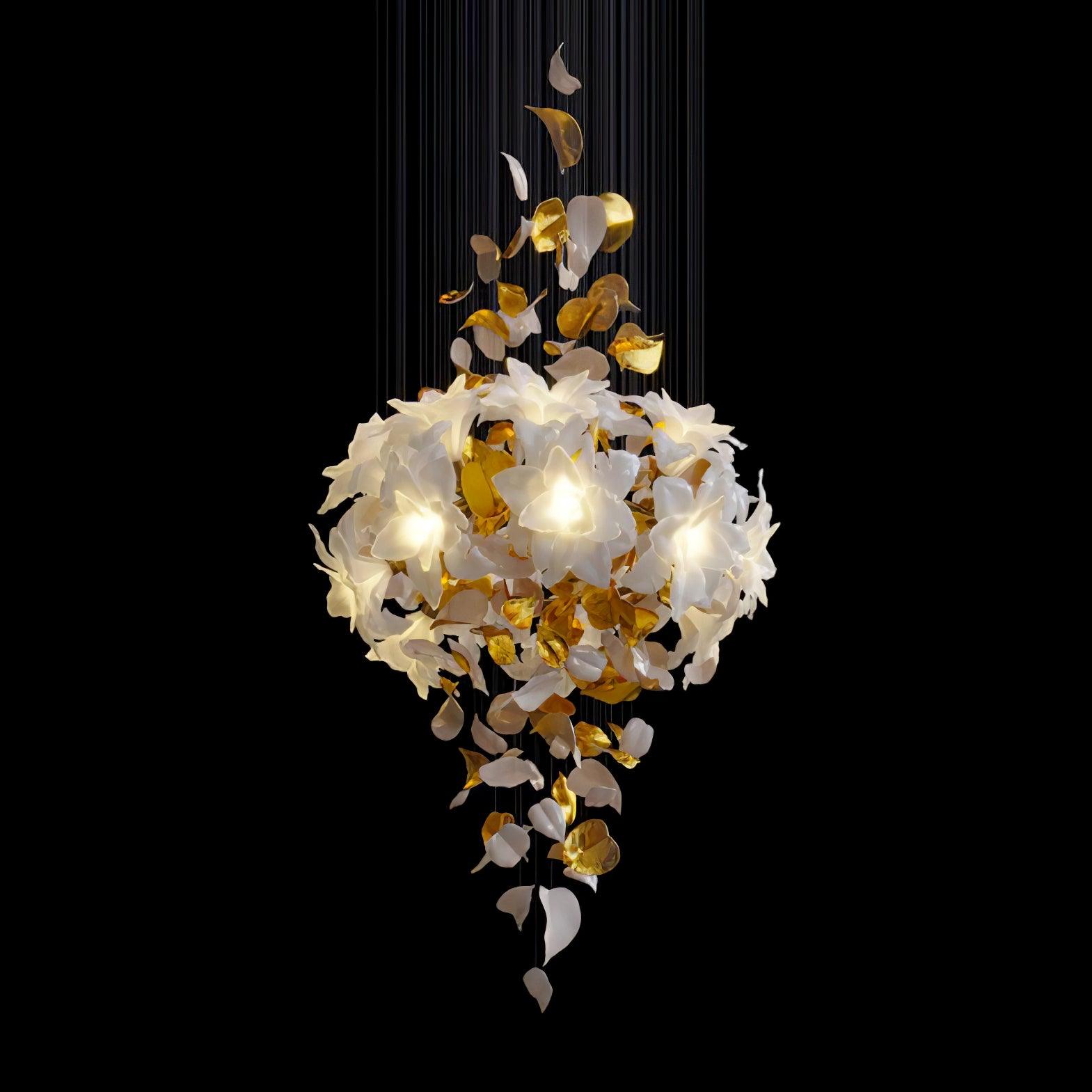 Araeos Flying Flowers Fluttering Brass Chandelier-Neutral Decor