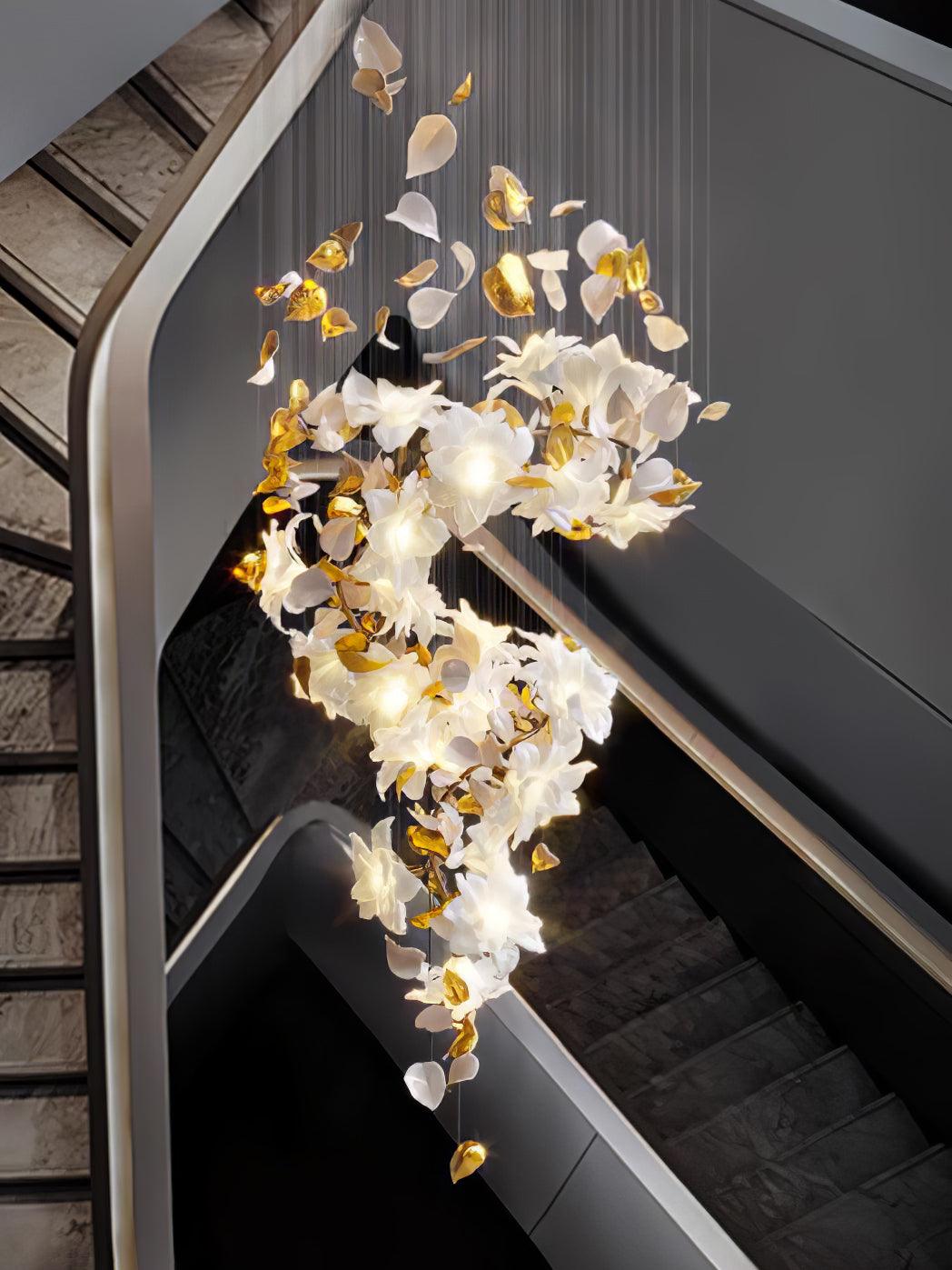 Araeos Flying Flowers Fluttering Brass Chandelier-Neutral Decor