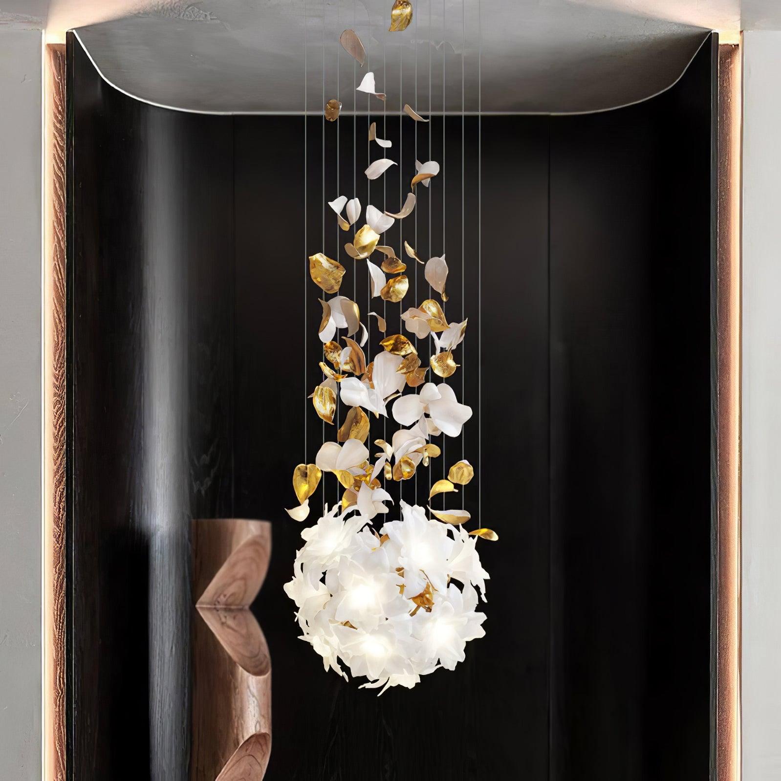 Araeos Flying Flowers Fluttering Brass Chandelier-Neutral Decor