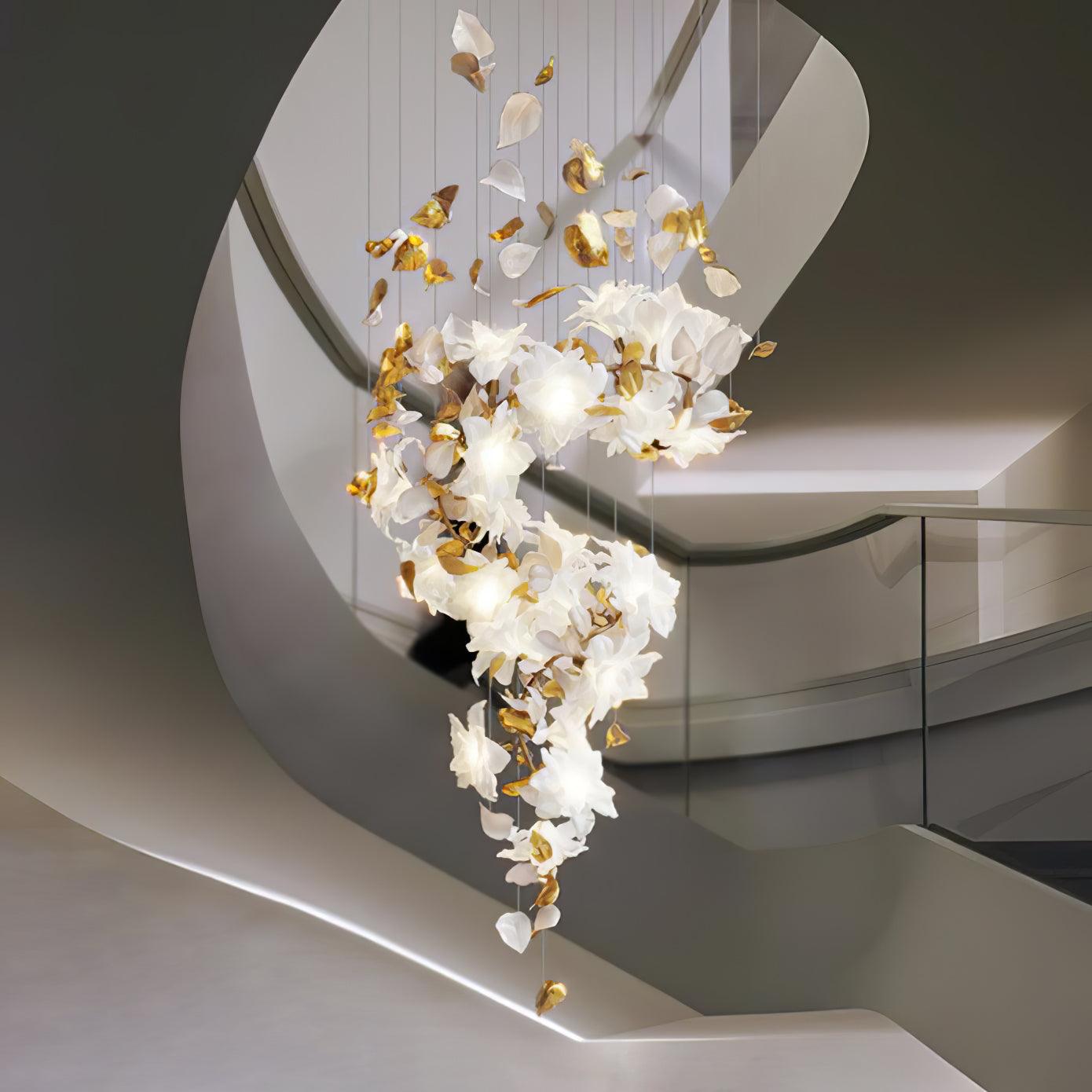 Araeos Flying Flowers Fluttering Brass Chandelier-Neutral Decor