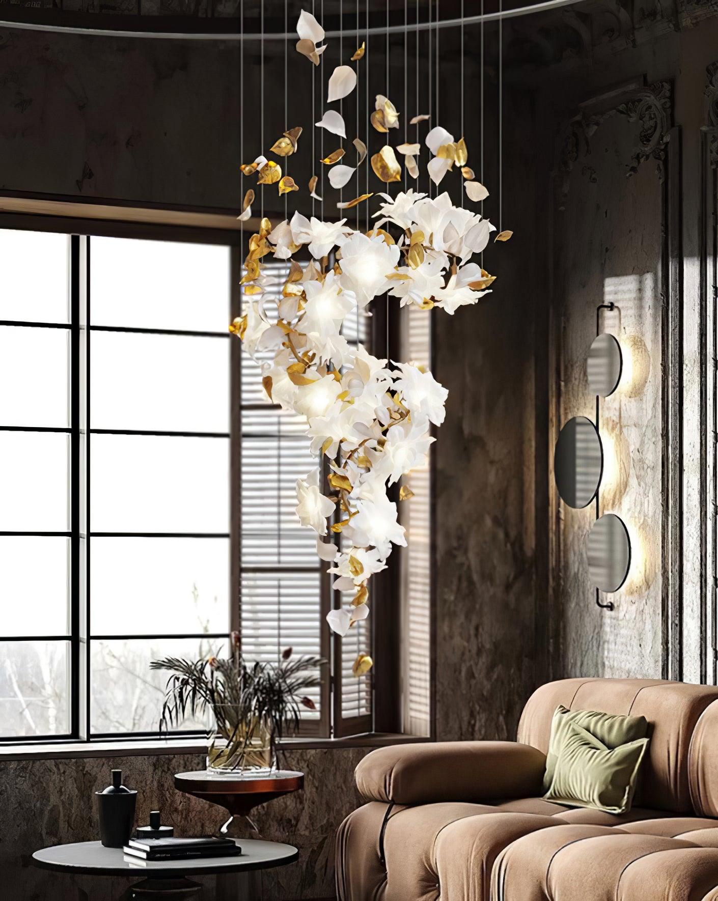 Araeos Flying Flowers Fluttering Brass Chandelier-Neutral Decor