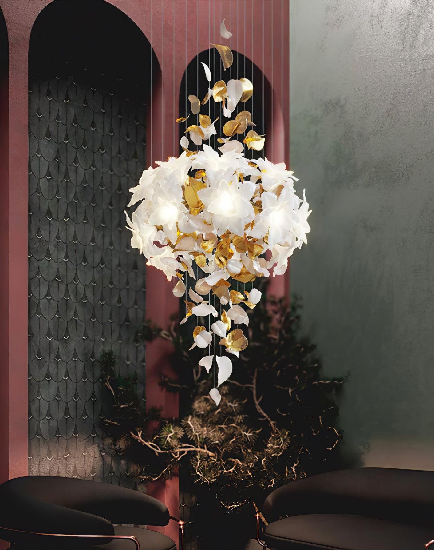 Araeos Flying Flowers Fluttering Brass Chandelier-Neutral Decor