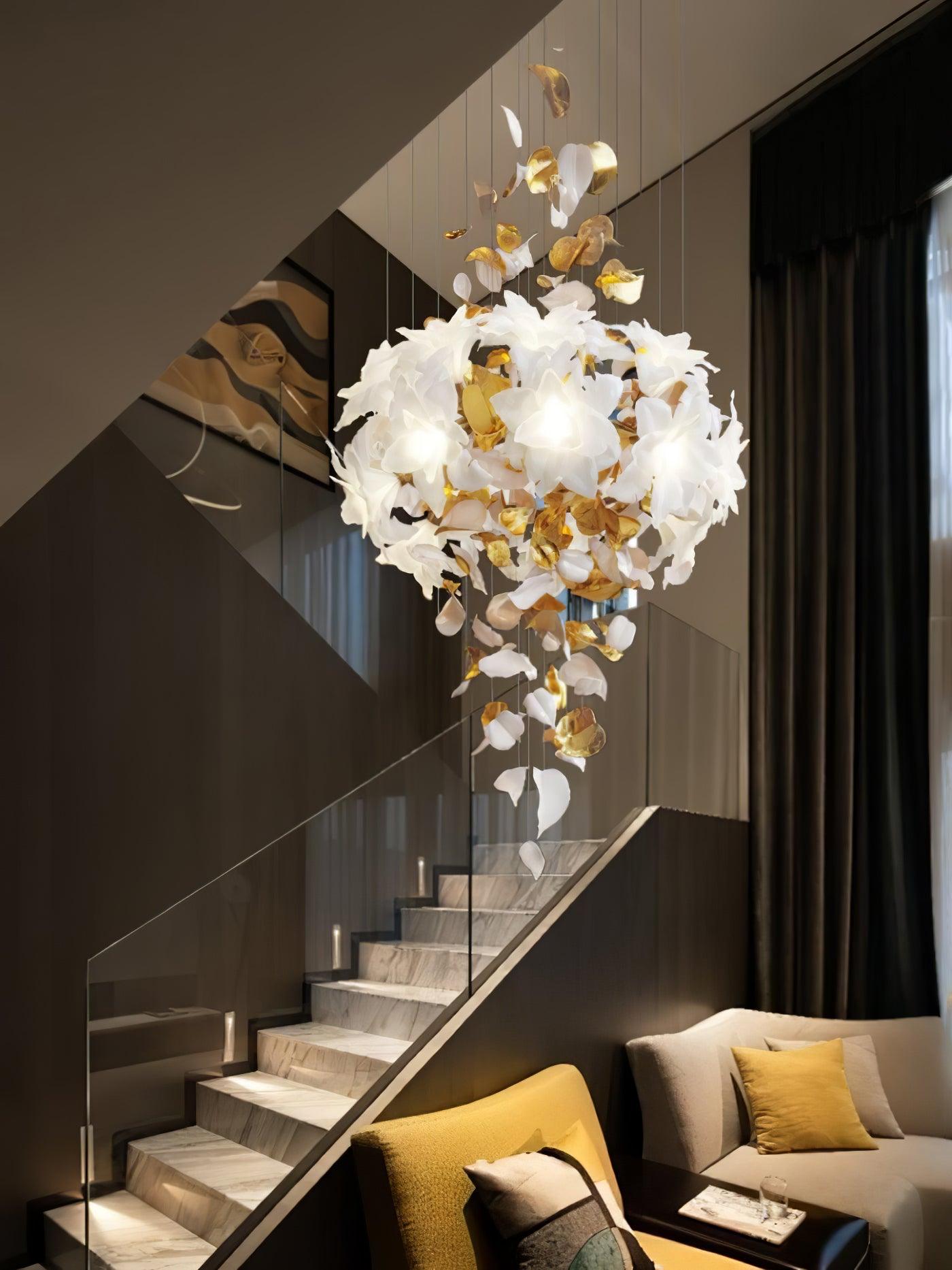 Araeos Flying Flowers Fluttering Brass Chandelier-Neutral Decor