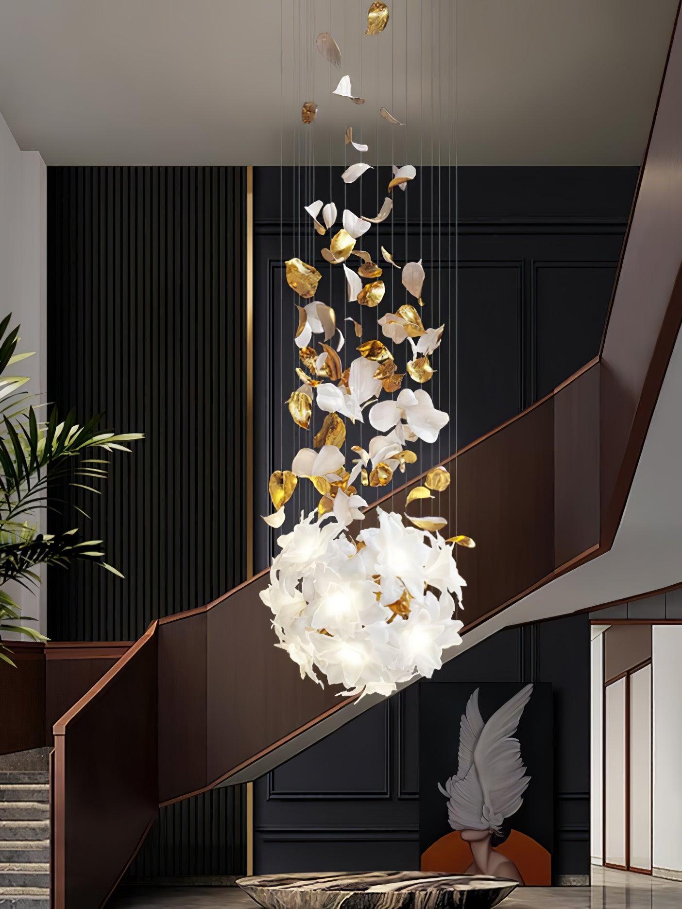 Araeos Flying Flowers Fluttering Brass Chandelier-Neutral Decor
