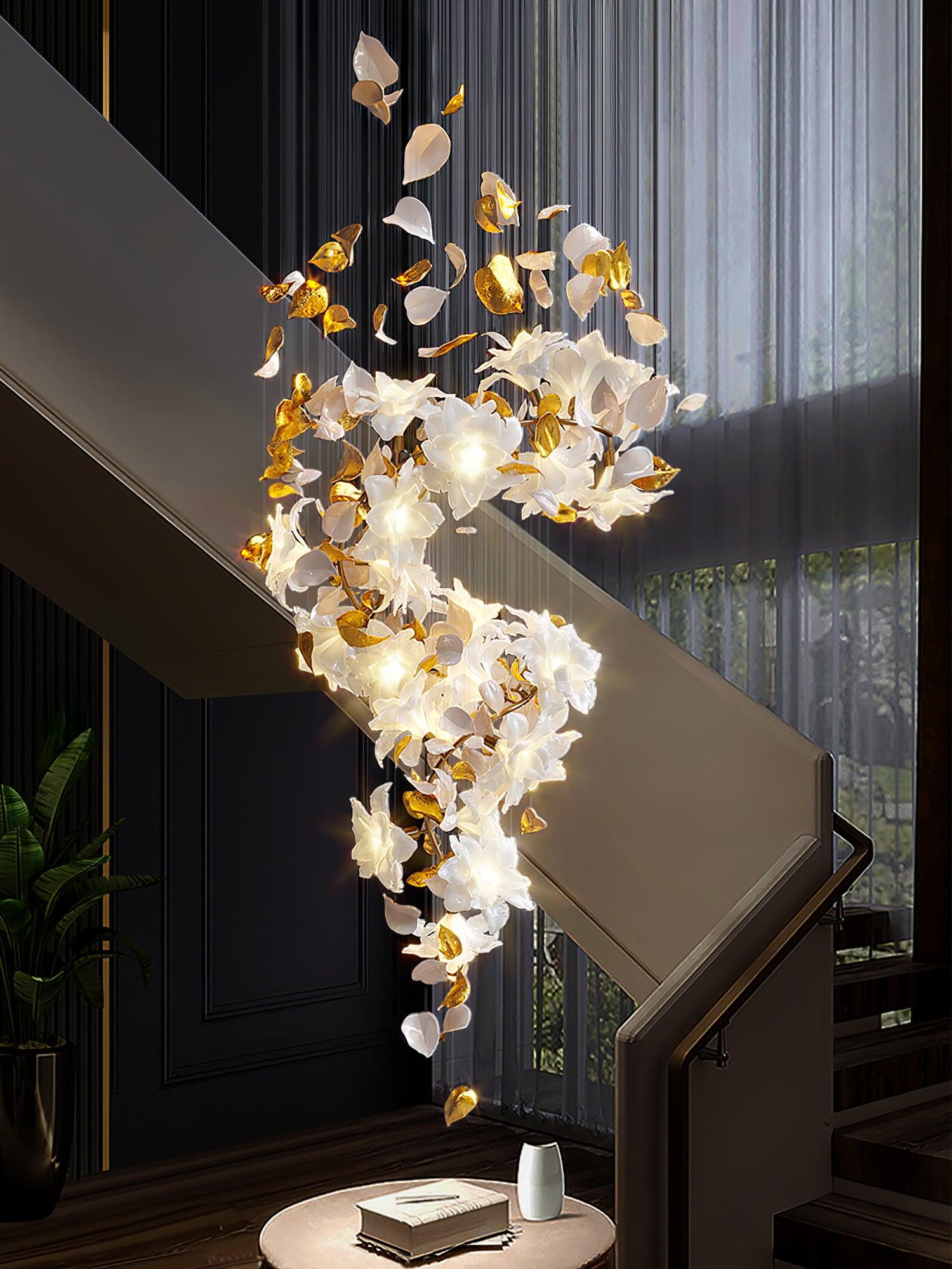 Araeos Flying Flowers Fluttering Brass Chandelier-Neutral Decor