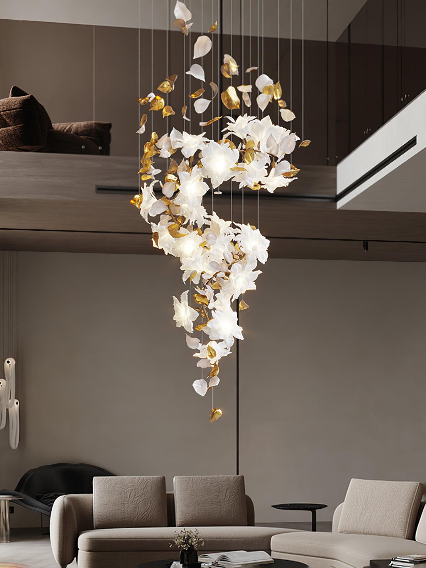Araeos Flying Flowers Fluttering Brass Chandelier-Neutral Decor