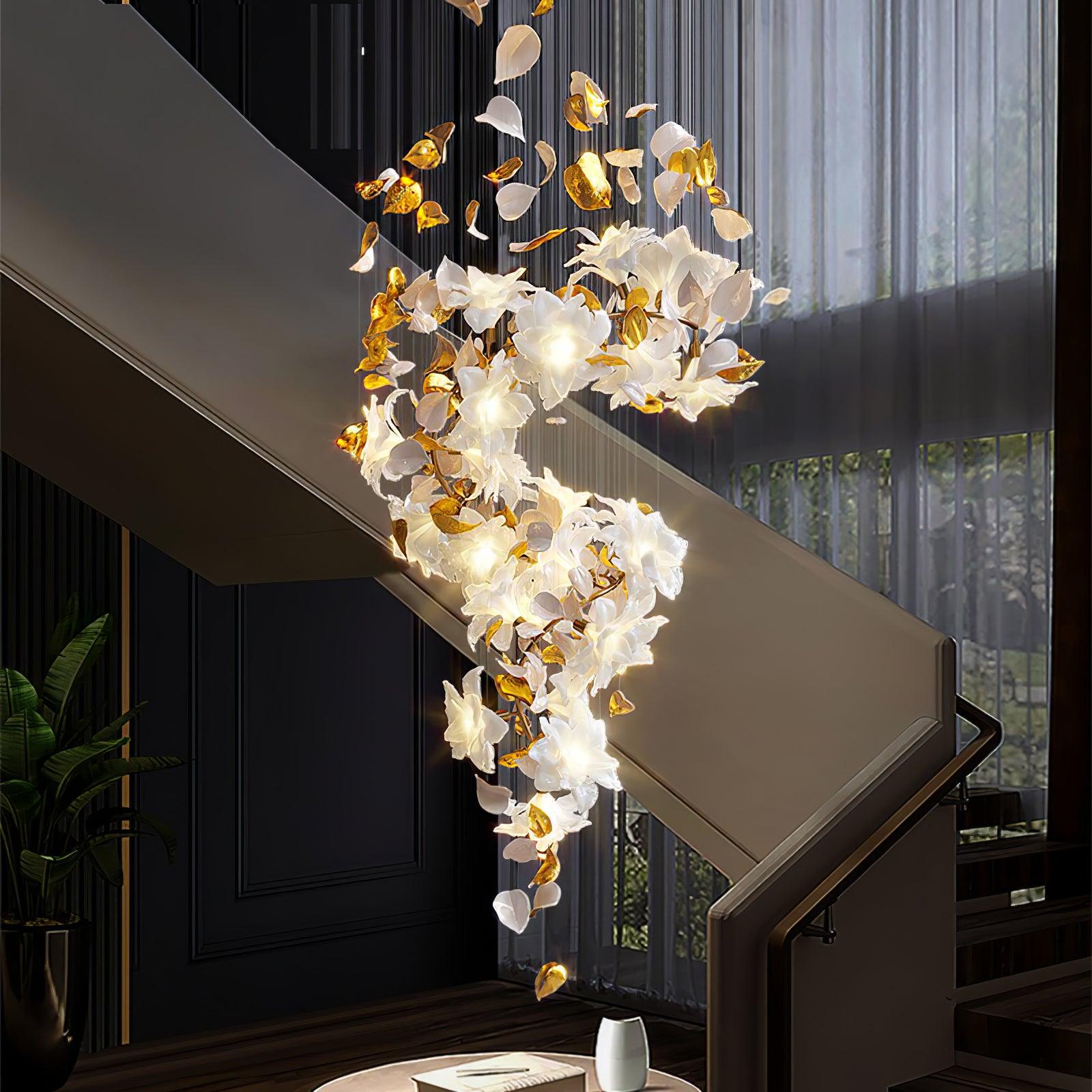 Araeos Flying Flowers Fluttering Brass Chandelier-Neutral Decor