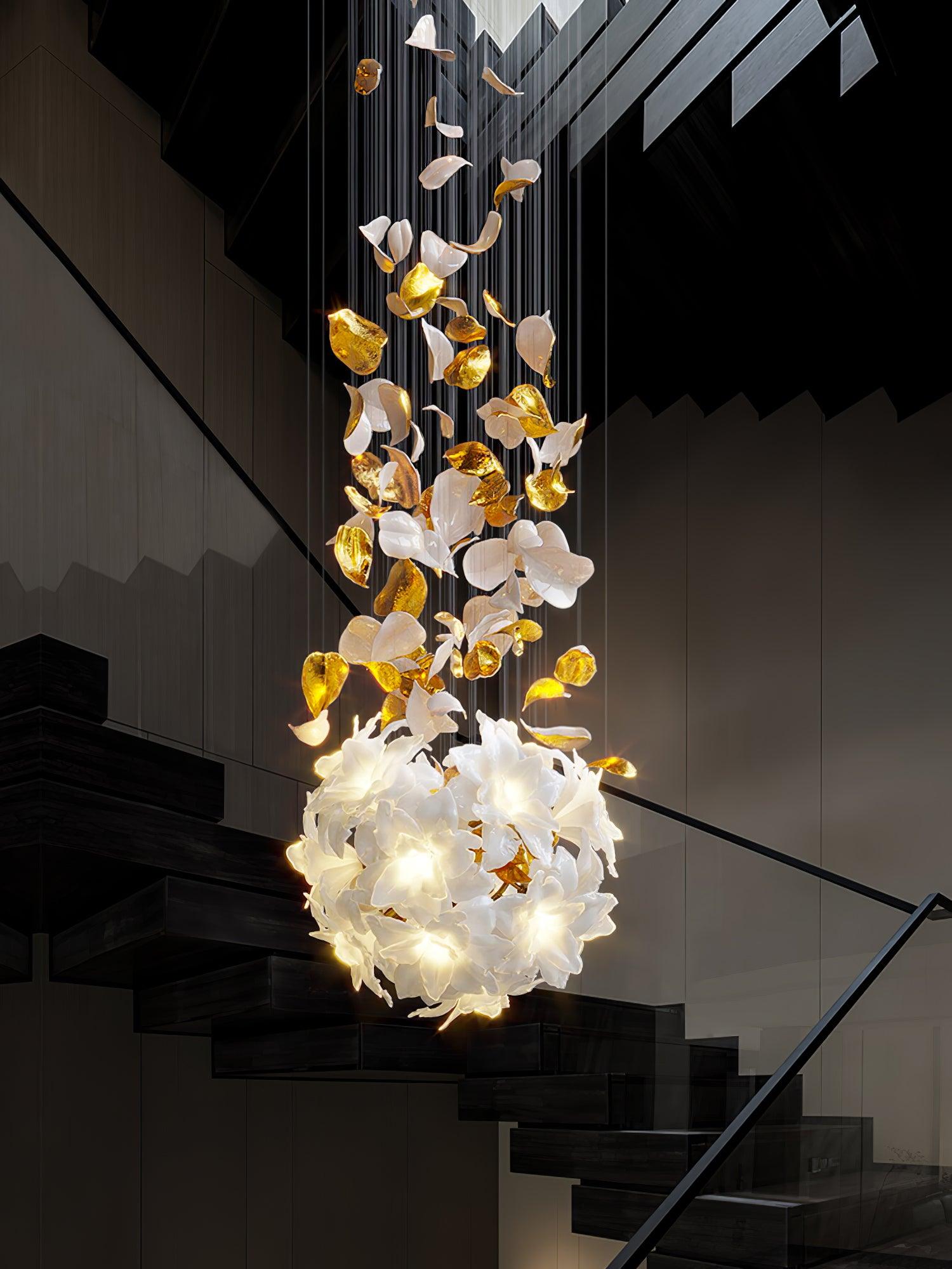 Araeos Flying Flowers Fluttering Brass Chandelier-Neutral Decor
