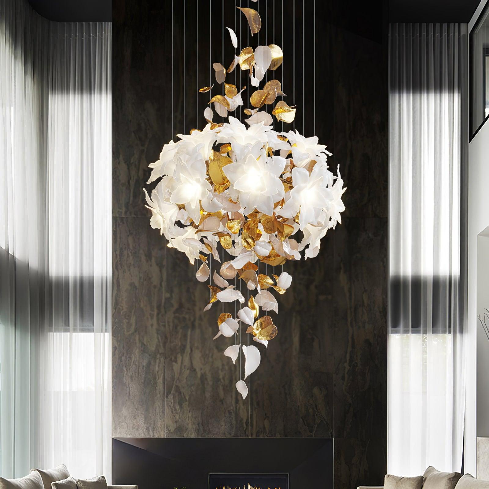 Araeos Flying Flowers Fluttering Brass Chandelier-Neutral Decor